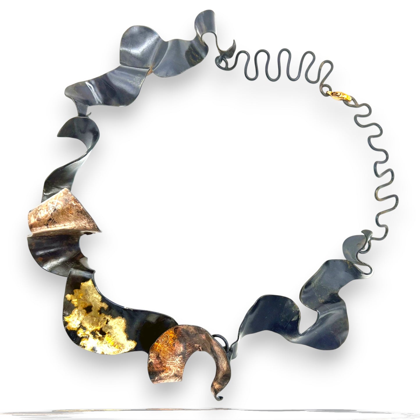 Detour Necklace in Steel/Gold, BB0005/N2446, Bette Barnett
