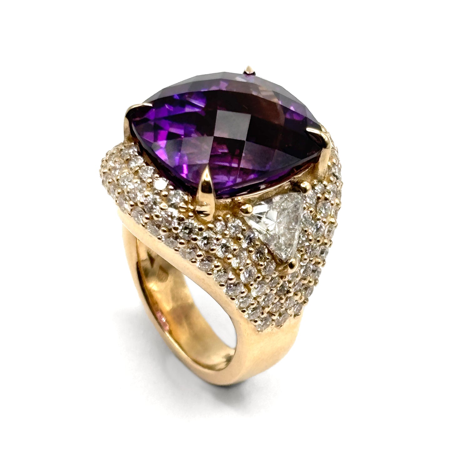 18K Gold Amethyst & Trillion Diamond Cigar Band