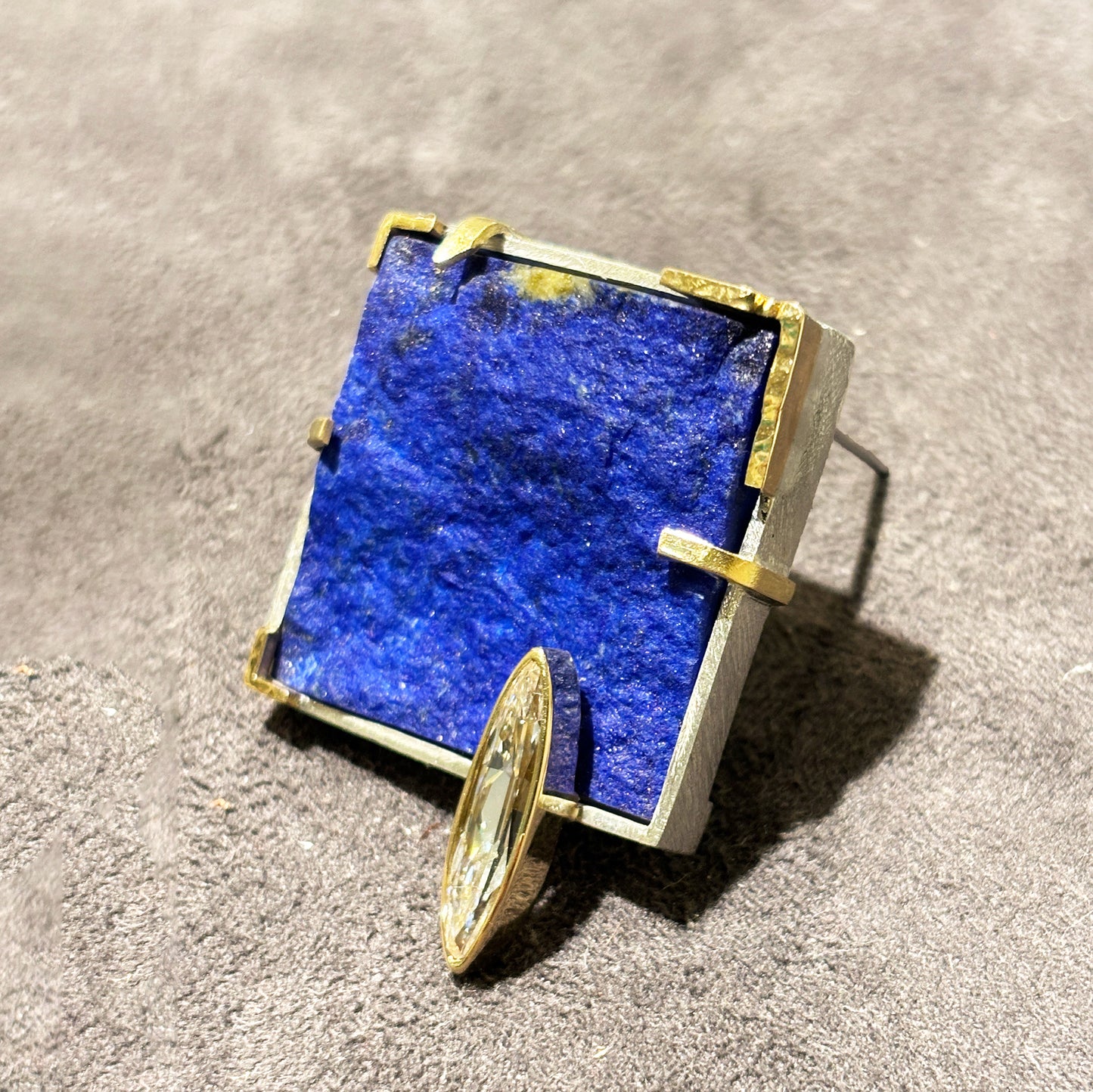 18K Yellow Gold, Sterling Silver, Lapis & Diamond Pendant
