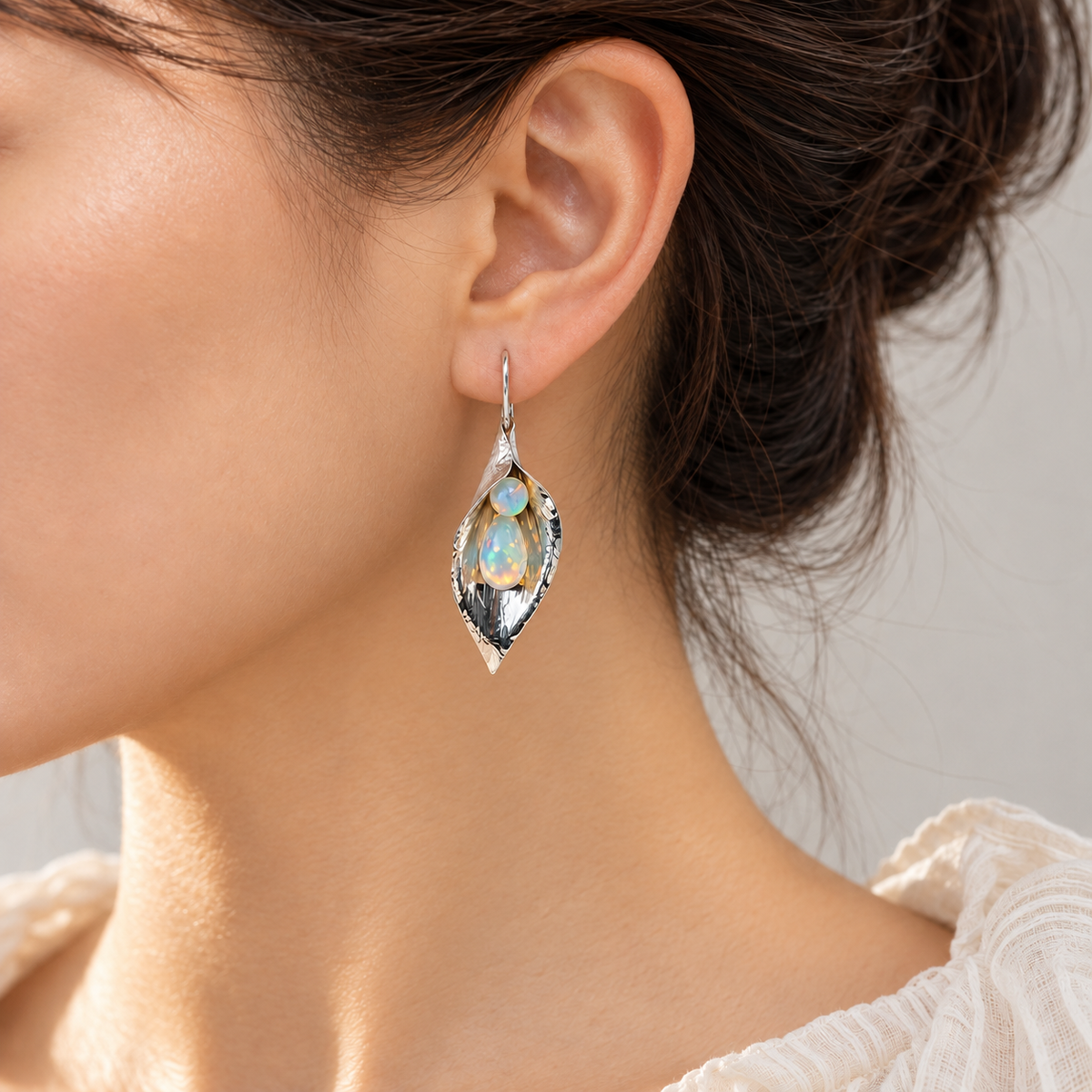 Calla Lily Ethiopian Opal Earrings, HC2611, Hsinyu Candy Chu