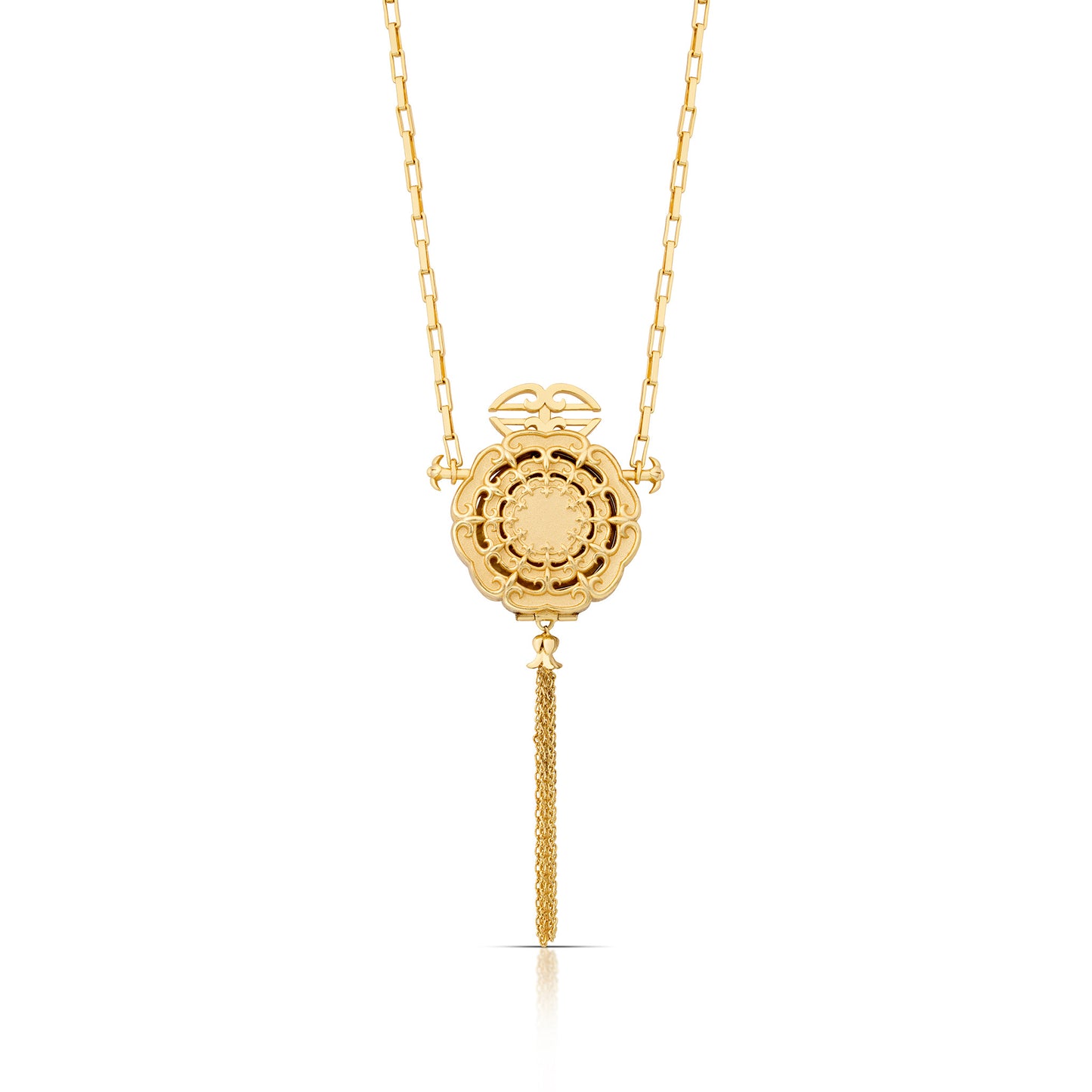 18K Gold Vermeil Fleur-de-Lis Locket Pendant Necklace in Sterling Silver, Hsinyu Candy Chu, HC2610