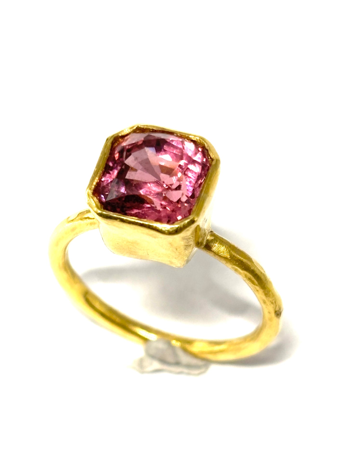 22kt Gold Square Pink Spinel Ring
