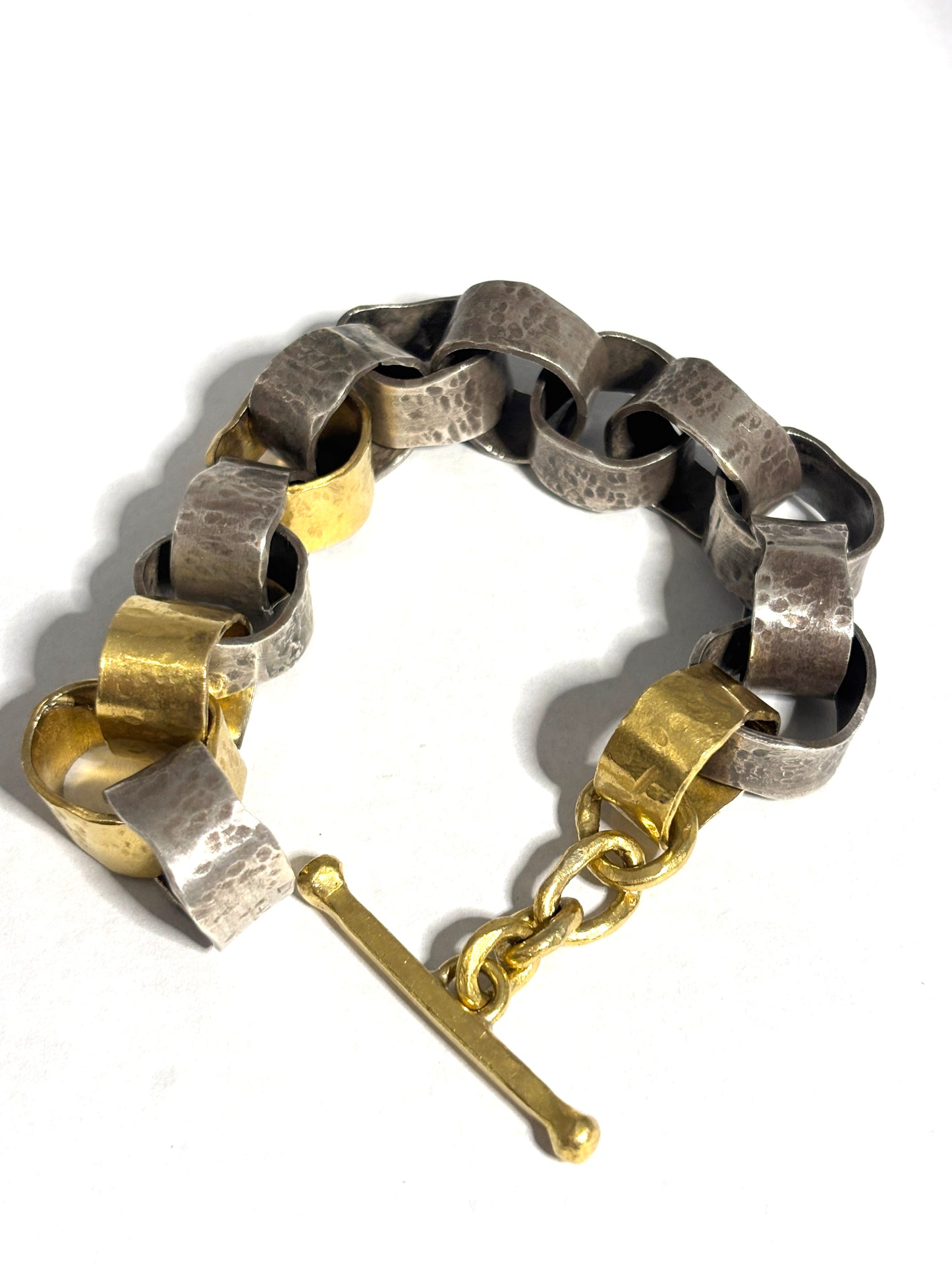 22kt Gold and Sterling Silver Large Links Bracelet