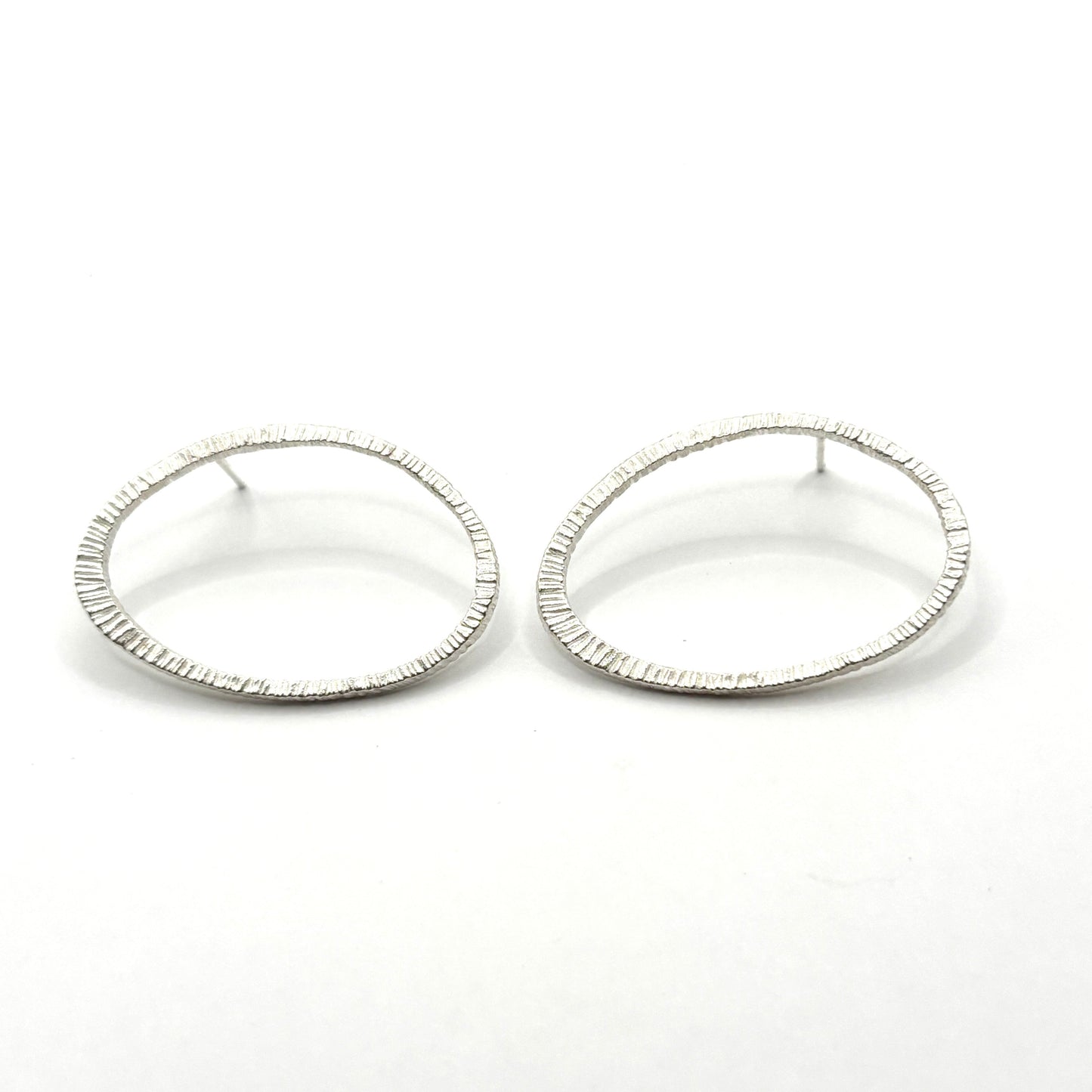 Sterling Silver Textured Hoop Earrings DK26-2623