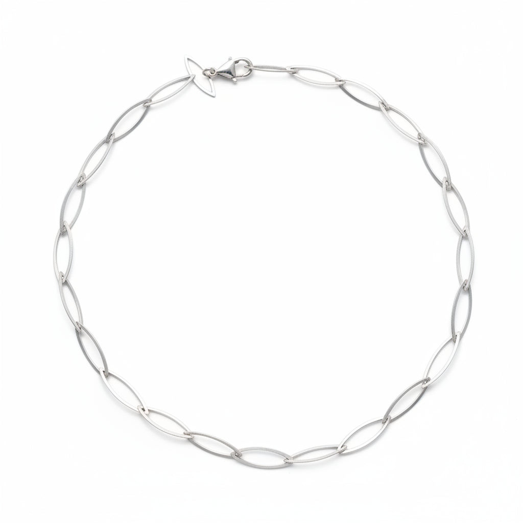 Sterling Silver Marquis Paper Clip Necklace DL26-CL1358