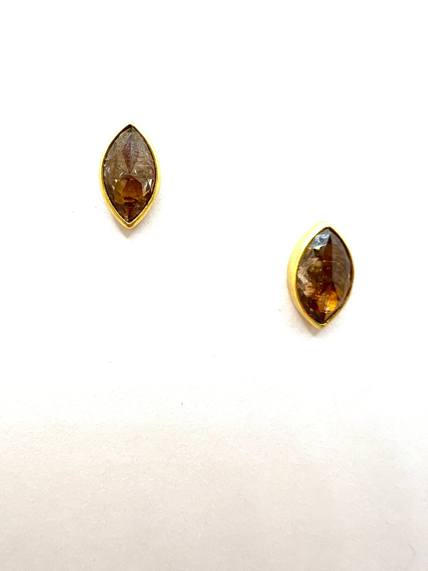 Brown Diamond Marquis Rose cut Stud Earring 22kt, 18kt Gold