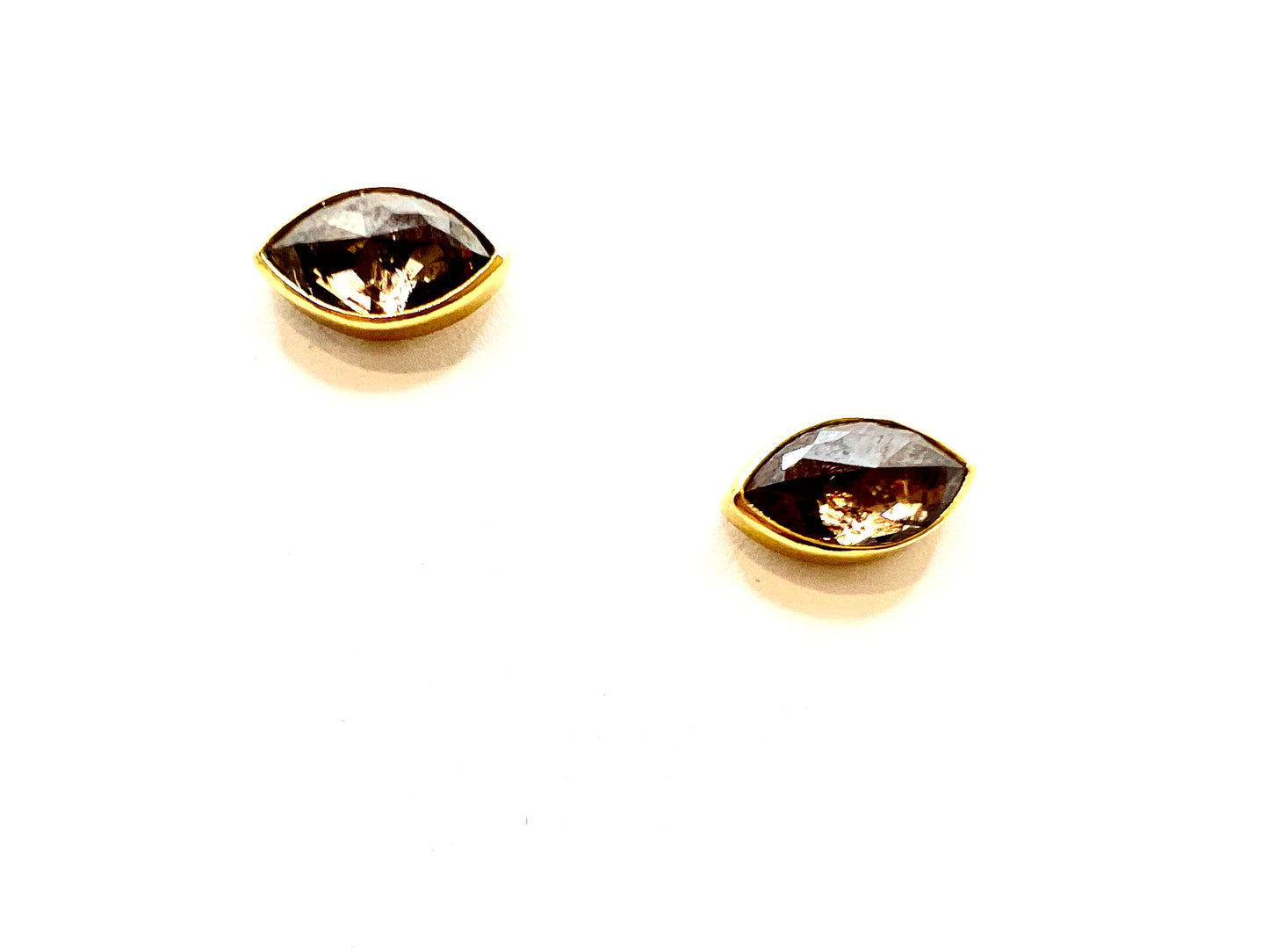 Brown Diamond Marquis Rose cut Stud Earring 22kt, 18kt Gold