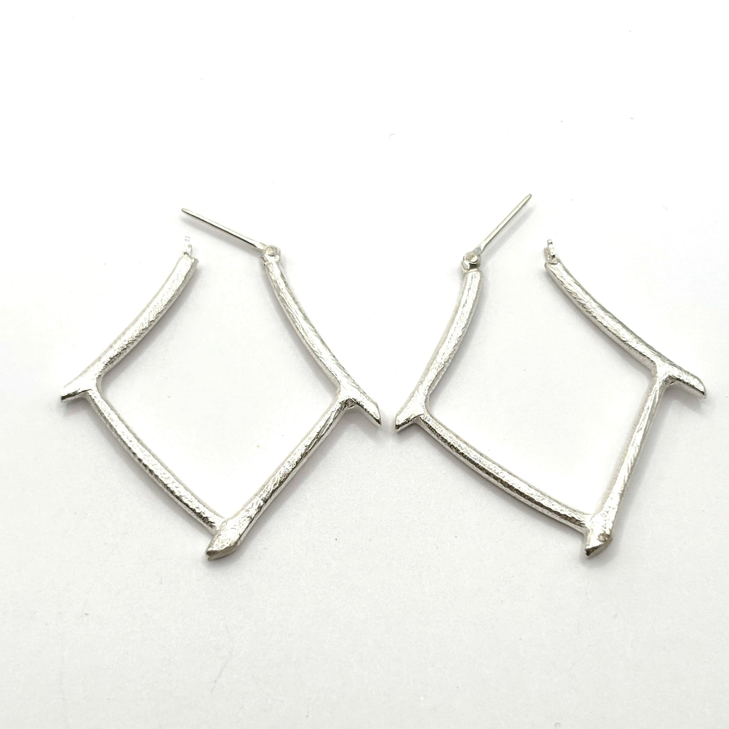 Sterling Silver Branch Style Open Hoop Earrings DK26-2629