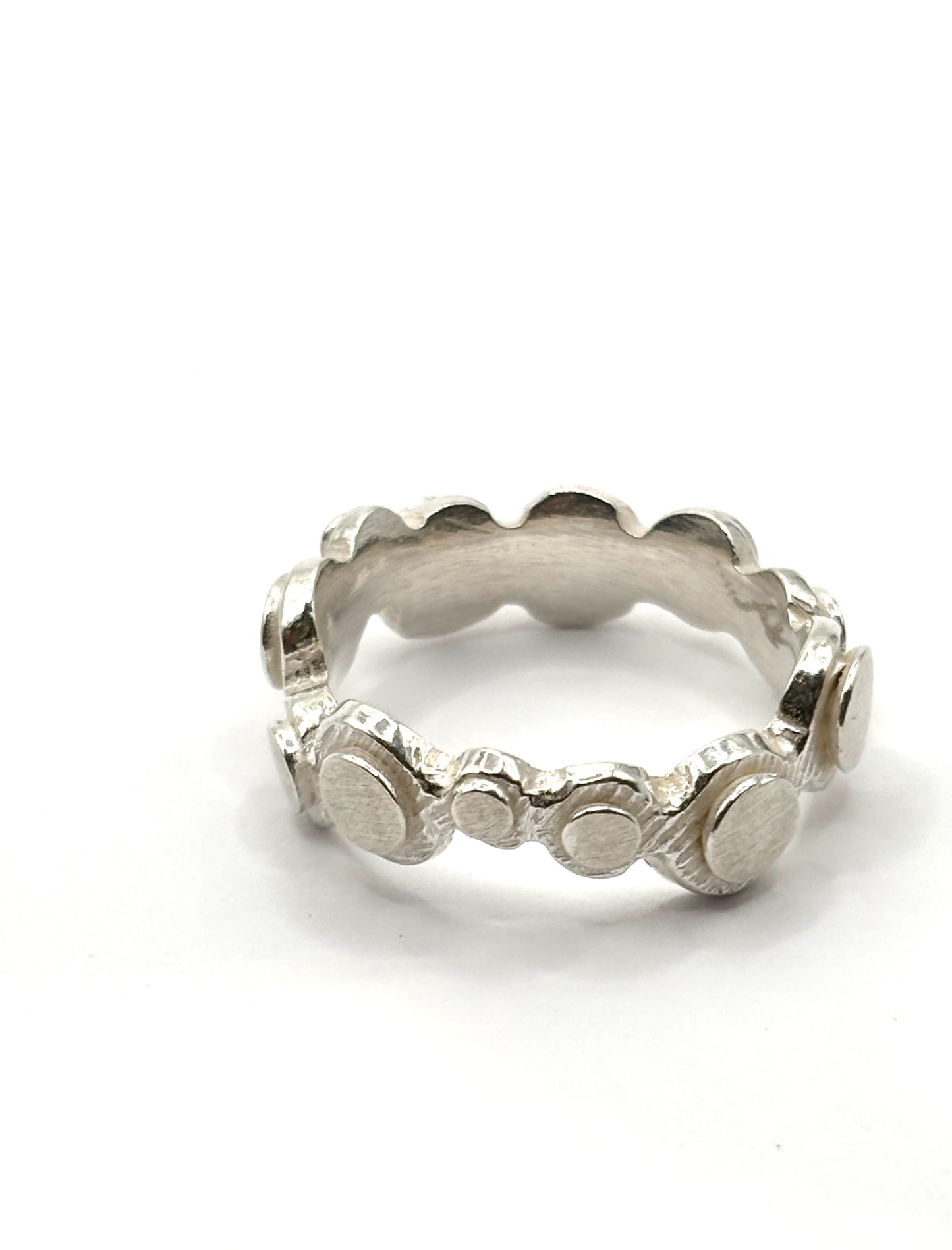 Sterling Silver Disco Wave Ring, Size 7 DK26-2609