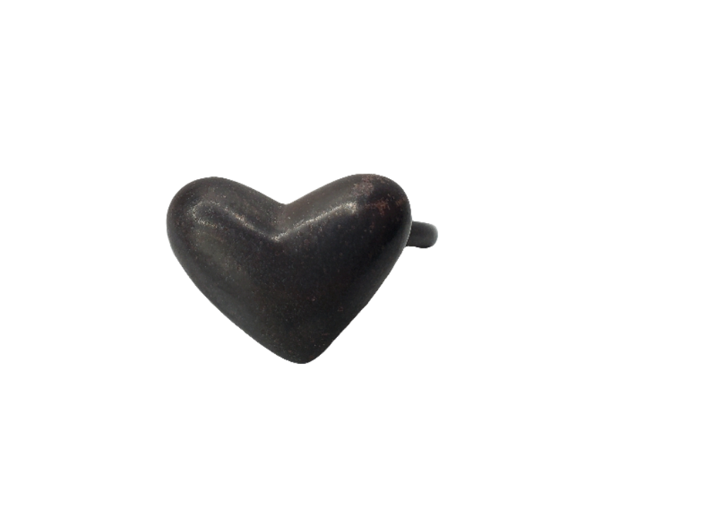 Verticle Oxidized Silver Heart Ring, SR22, Sandra Russell