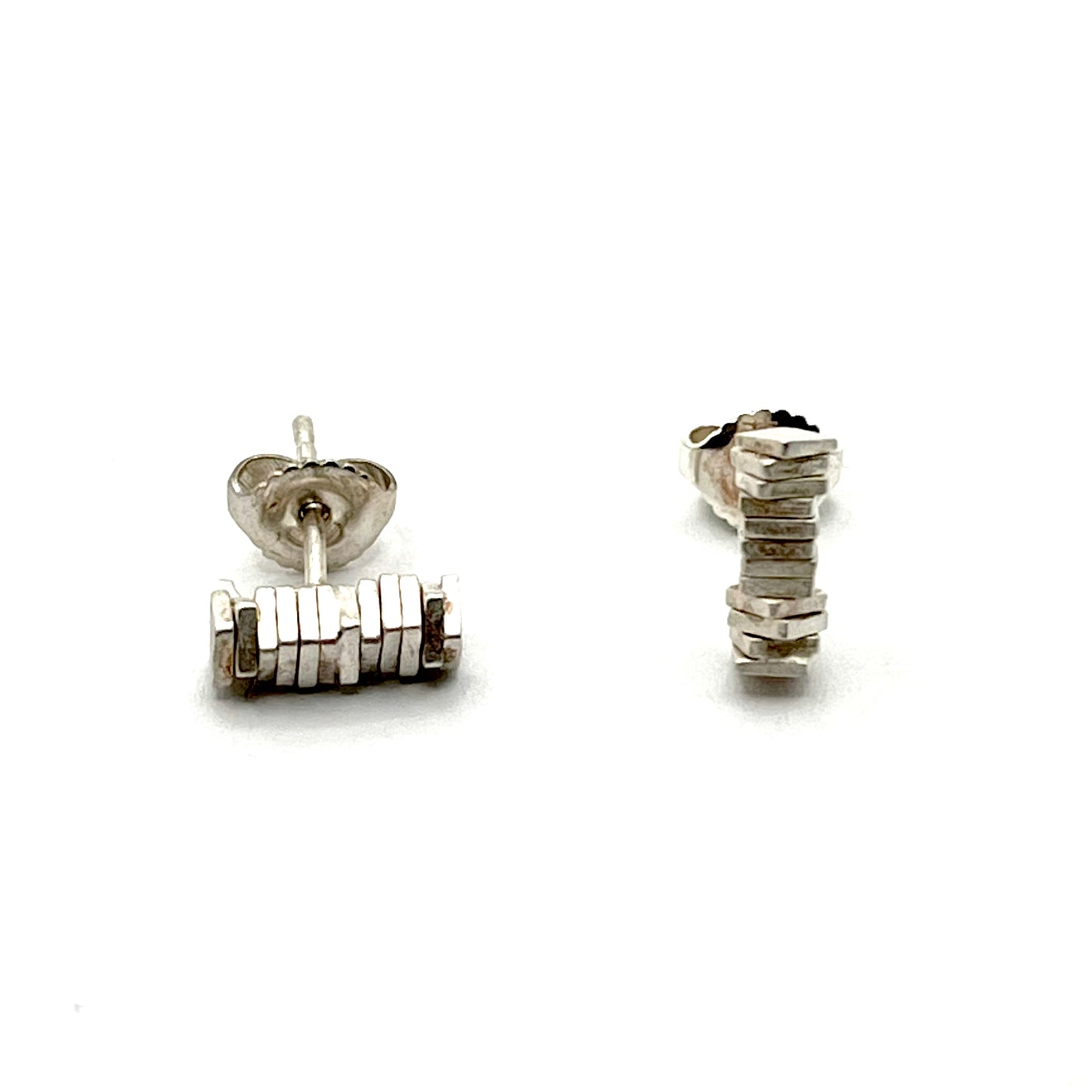 Vermeil Stacked Mini Squares Stud Earrings, LCO1220, Doris Leidt