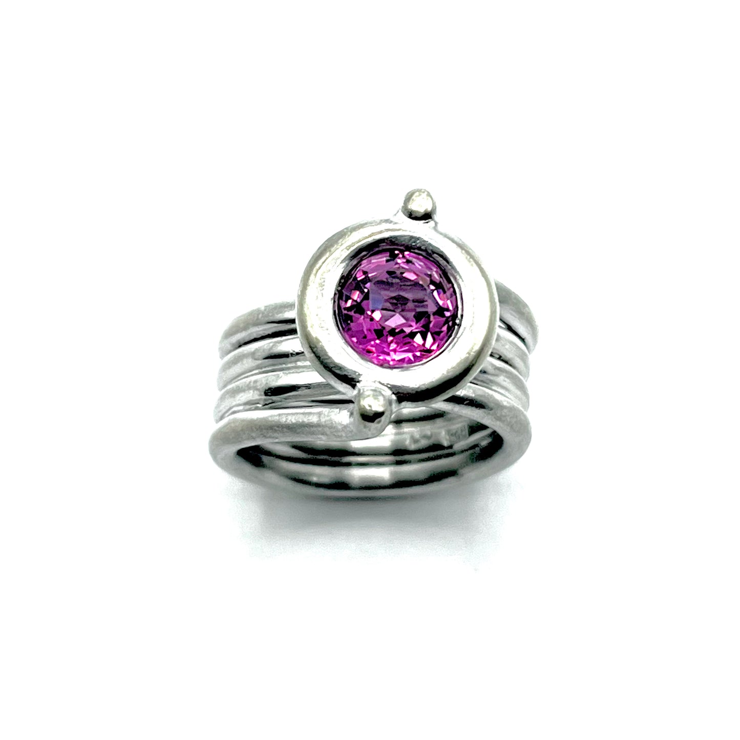 Sterling Silver Pink CZ Ring