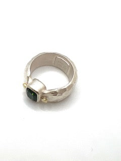 Bowtie Ring, Sterling Silver, 18kt Gold, Tourmaline