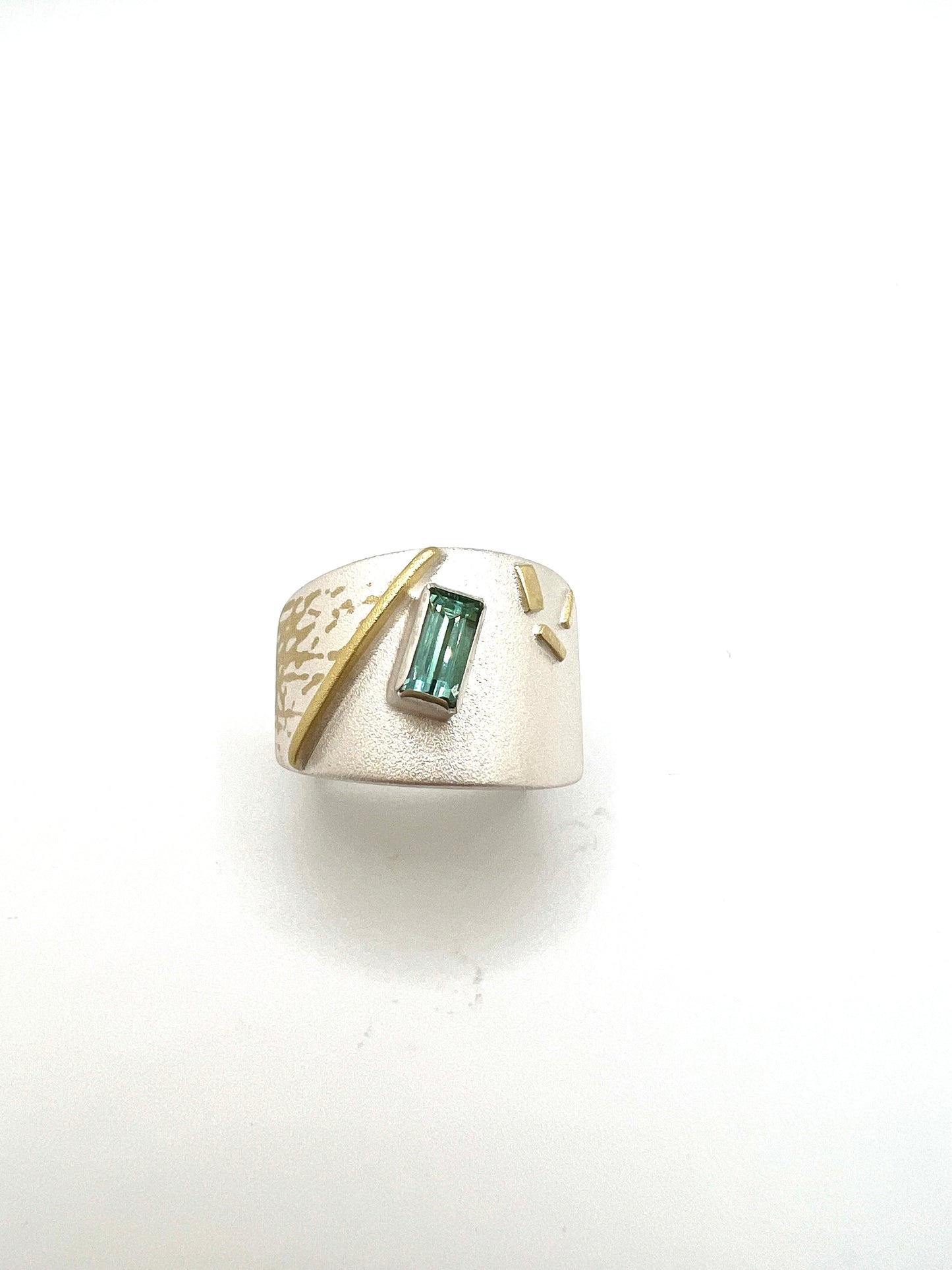 Aerial View Ring ,Sterling Silver, 18kt Gold, Tourmaline