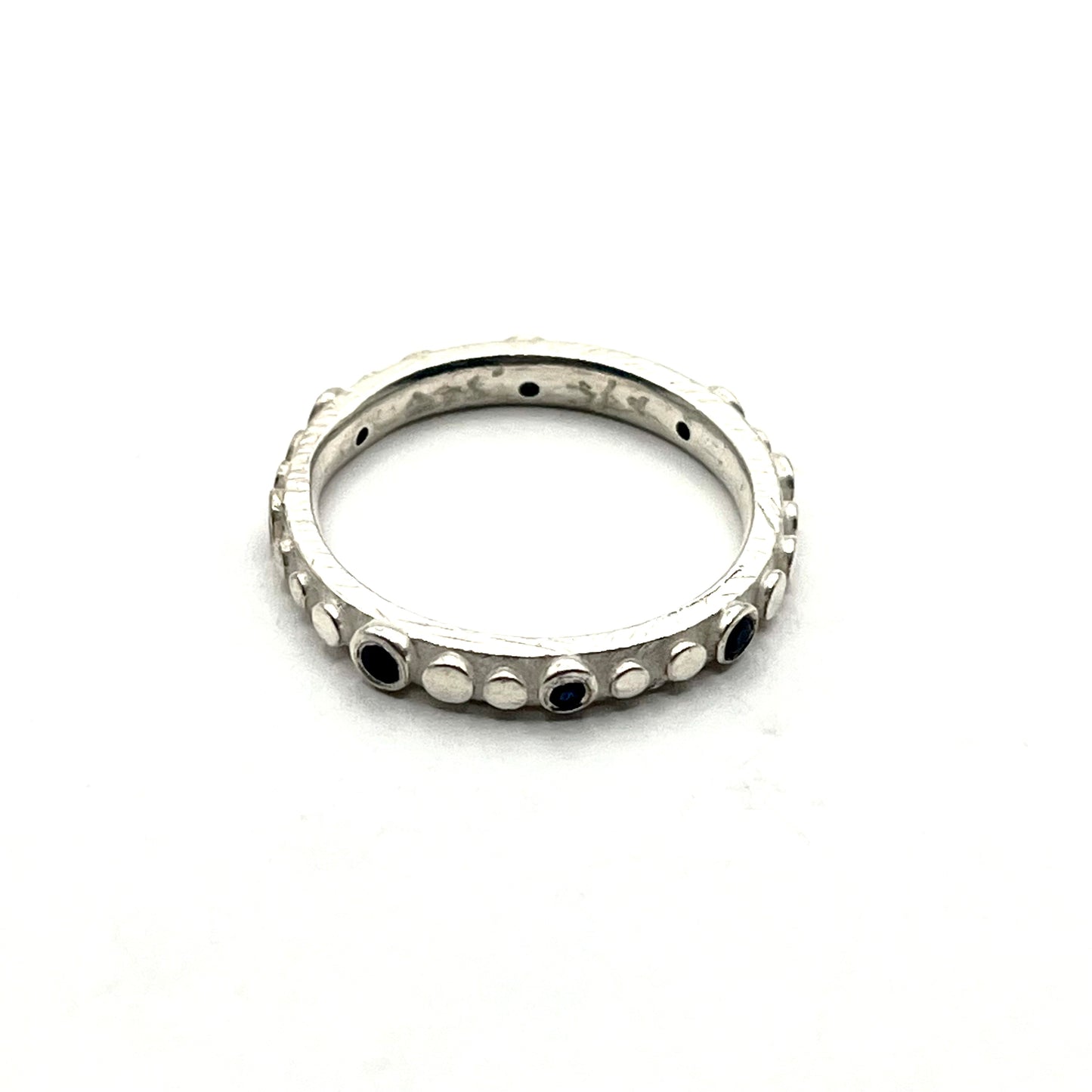 Sterling Silver Thin Disco Ring with Sapphires- Size 8, DK2516, Dahlia Kanner