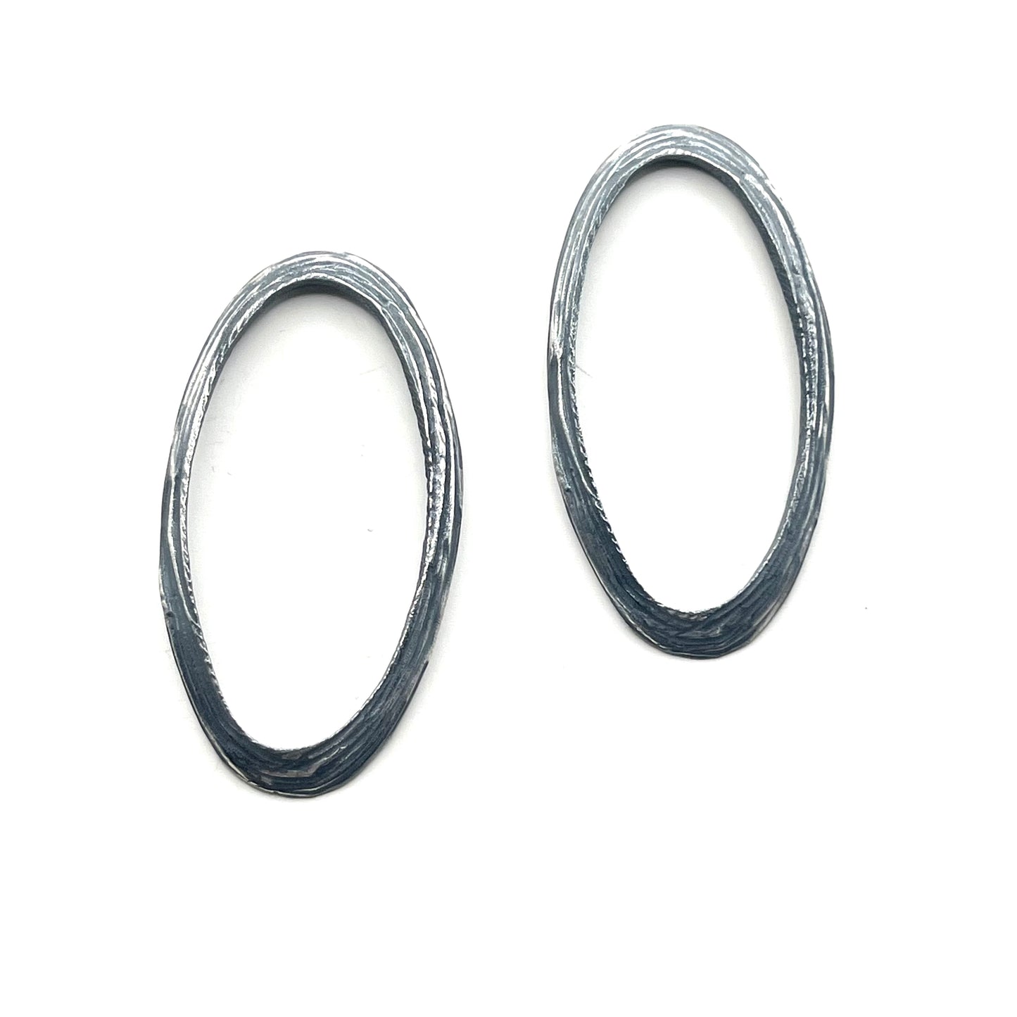 Oxidized Sterling Silver Oval Earrings, DK2526, Dahlia Kanner