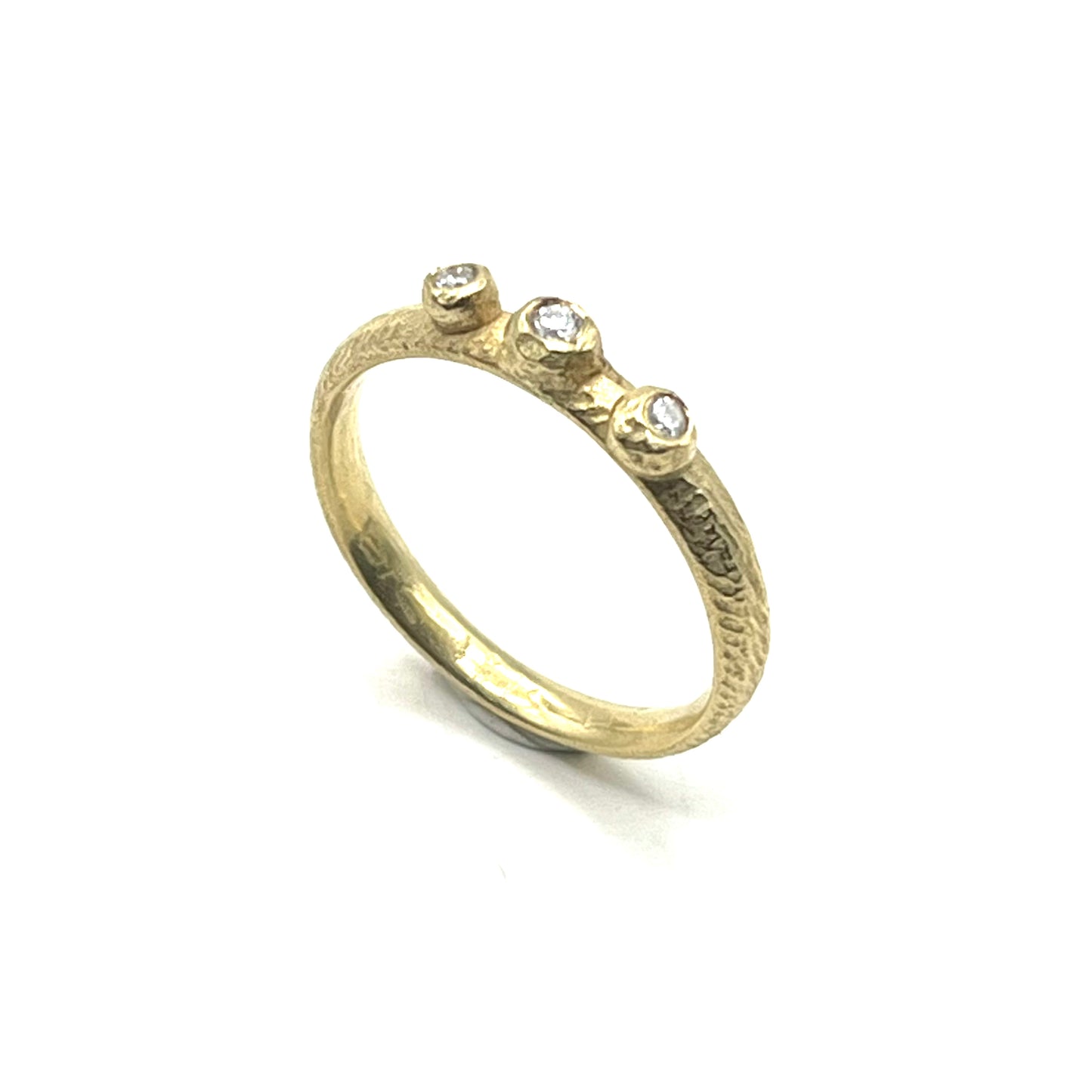 18kt Gold Ring with Three Diamonds- Size 7, DK 2517, Dahlia Kanner