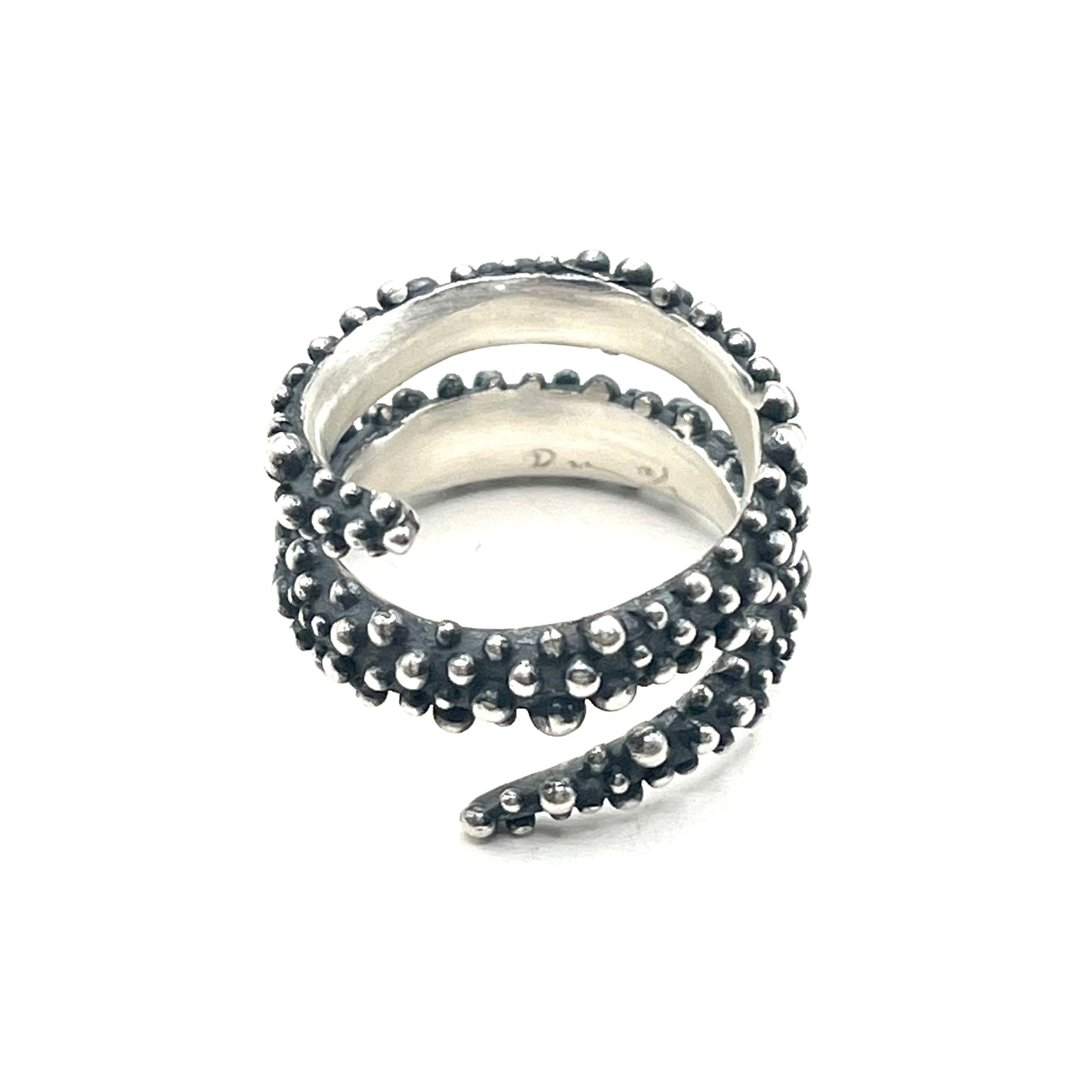 Oxidized Bumpy Spiral Sterling Silver Ring-Size 6.5, DK2510, Dahlia Kanner