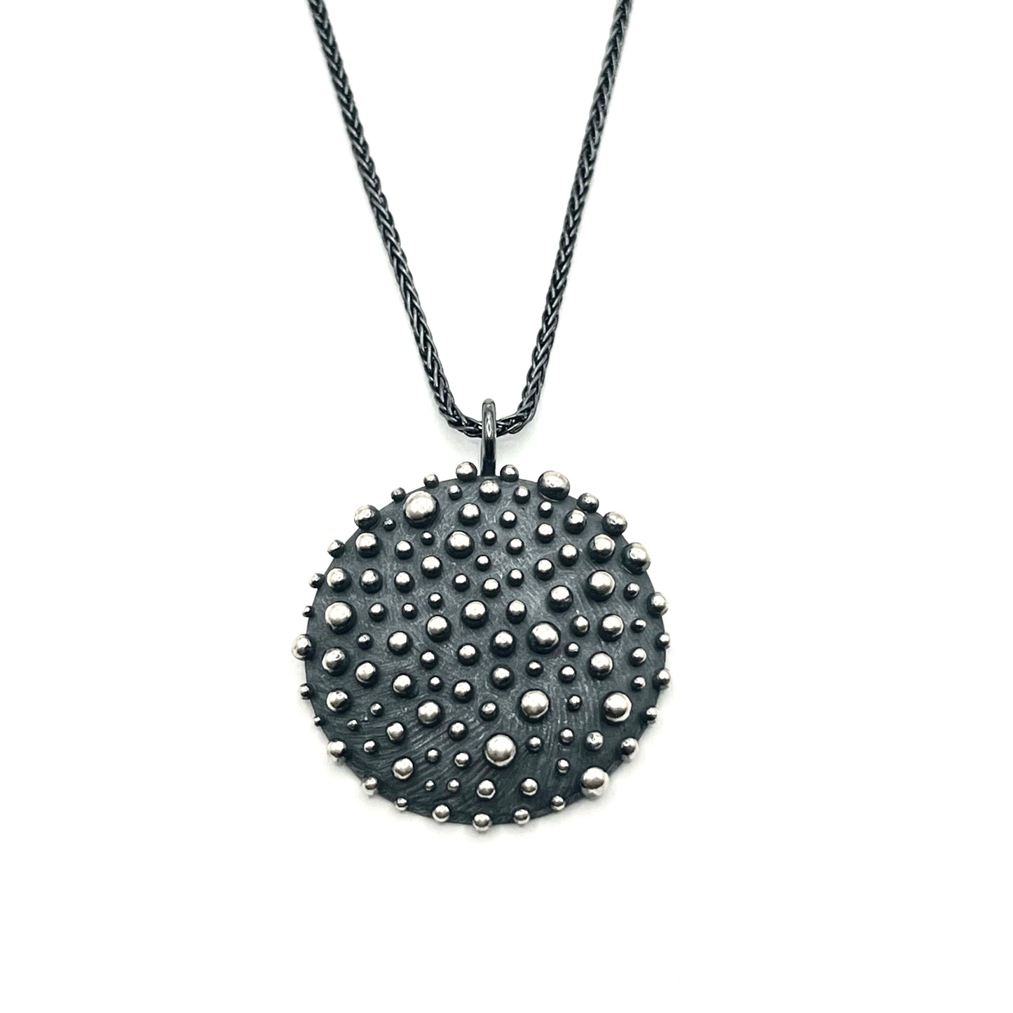 Oxidized Sterling Silver Bumpy Small Shield Pendant, DK2506, Dahlia Kanner