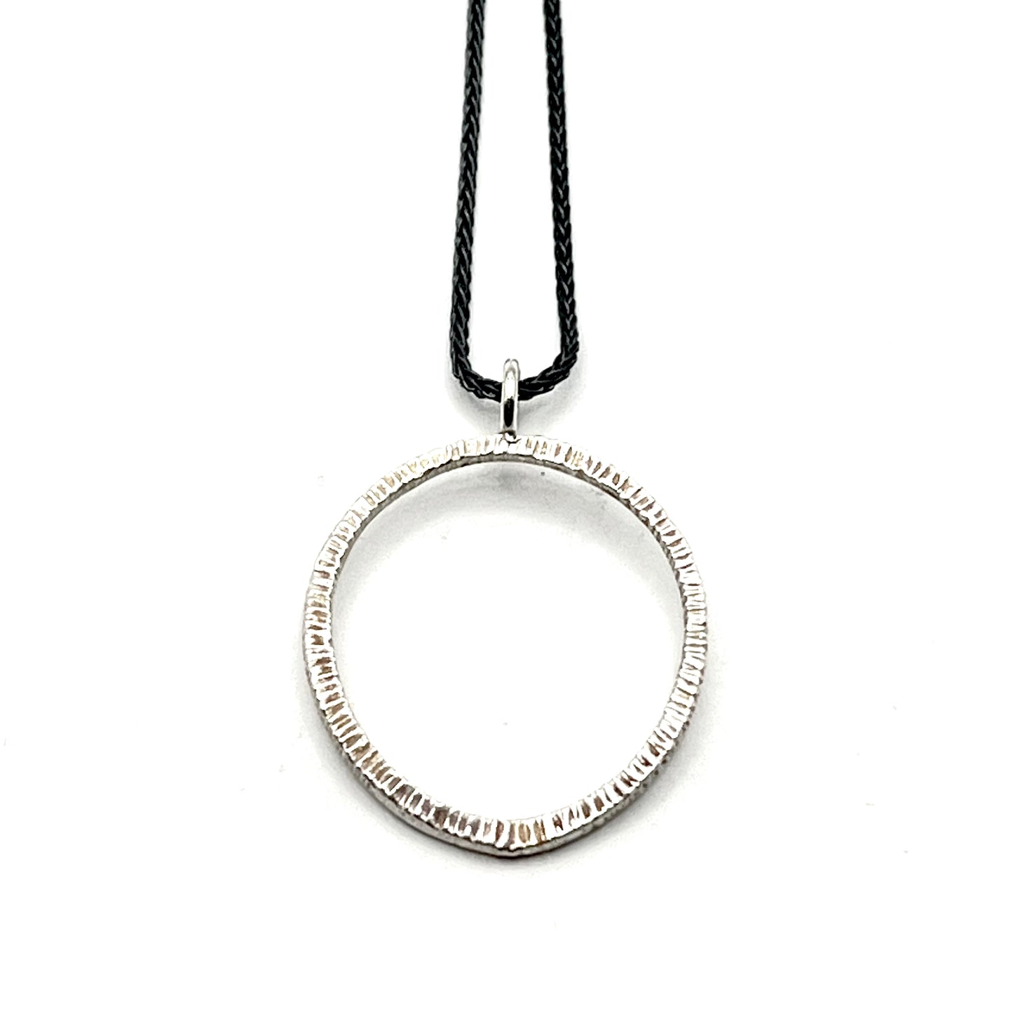 Textued Open Circle Sterling Silver Pendant, DK241103, Dahlia Kanner