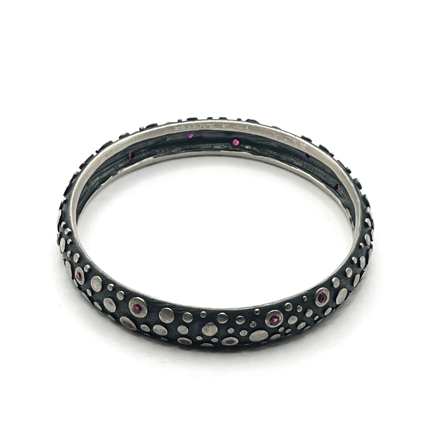 Sterling Silver with Rubies Disco Bangle Bracelet , DA0296-B6, Dahlia Kanner