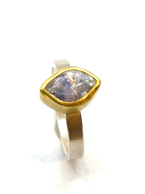 22kt/SS Dumortierite Quartz Leaf Ring