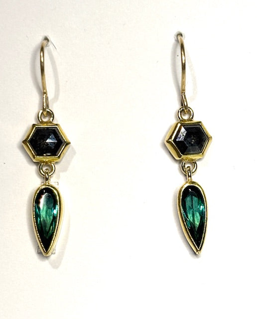 22k/18k gold Tourmaline Diamond Earrings