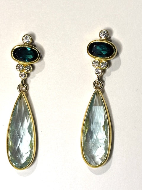 Blue Tourmaline Aqua Earrings