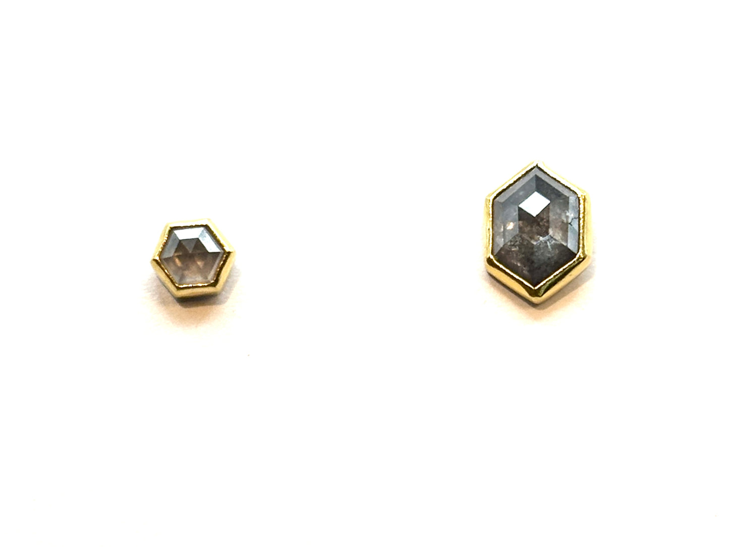 Grey Diamond Hexagon Stud Earrings, 3.22ct