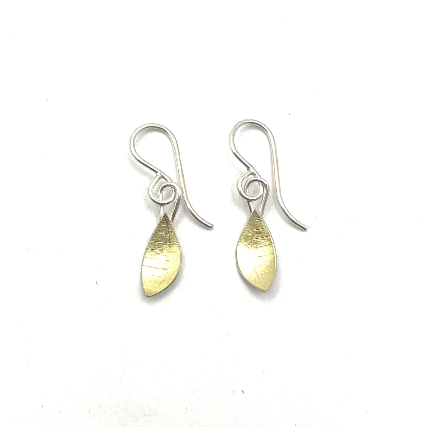 Sterling Silver & 18kt Textured Leaves Earrings, OM25-132, Owen Mclnerney
