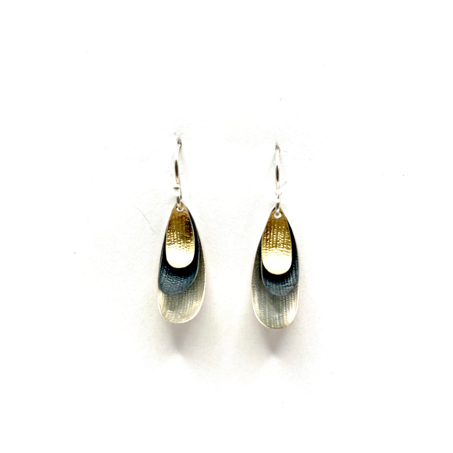 18kt & Oxidized Sterling Silver Stack Earrings, OM25-025, Owen Mclnerney