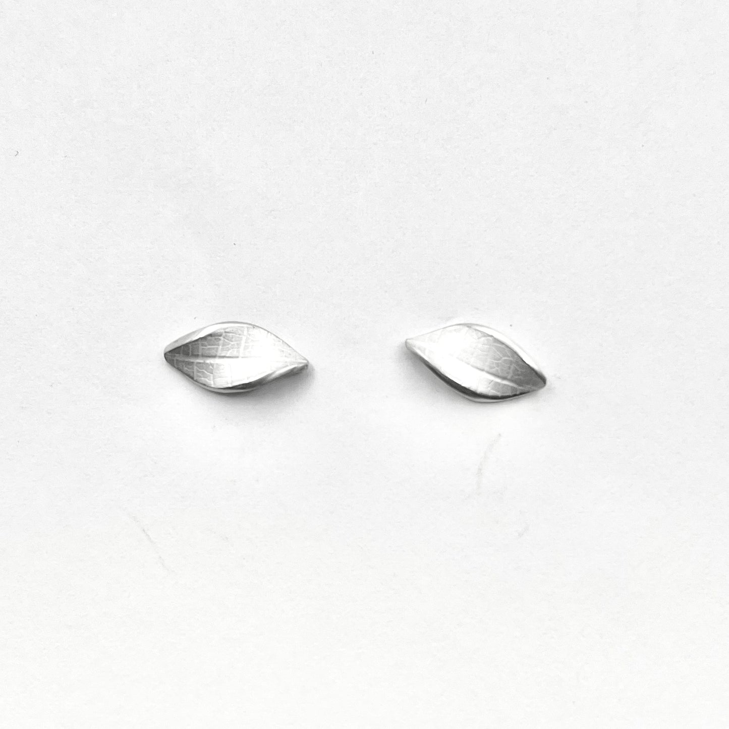 Leaf Textured Sterling Silver Stud Earrings, OM25-036, Owen Mclnerney