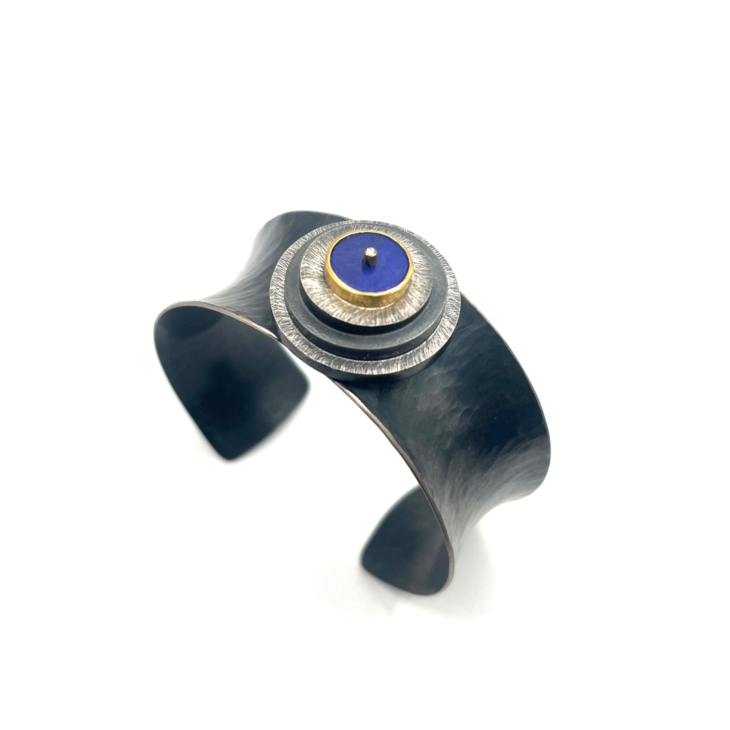 Lapis Cuff Bracelet in 18k & 22k Gold with Oxidized Sterling Silver, JH0105, Julie Harris