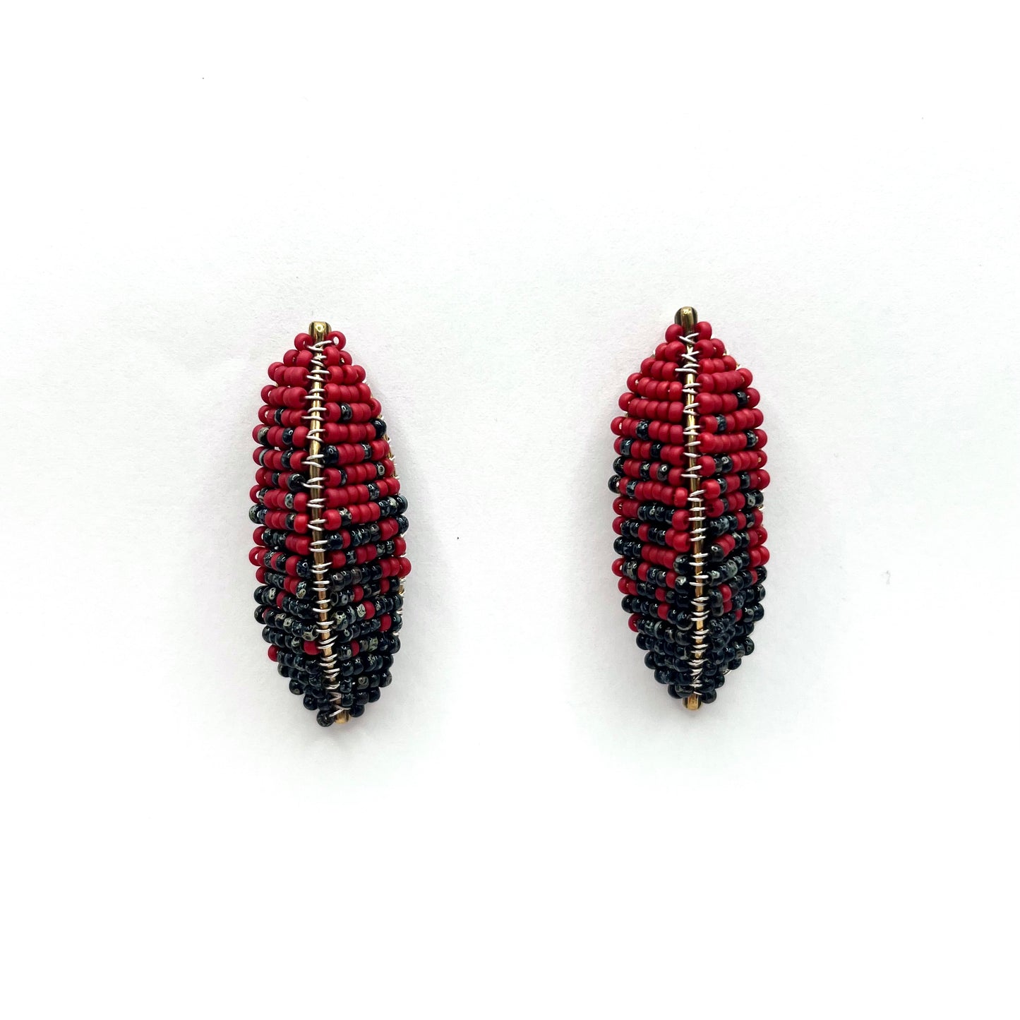 Red & Black Glass Beaded Earrings, FGE0003, Fernanda Gaspar