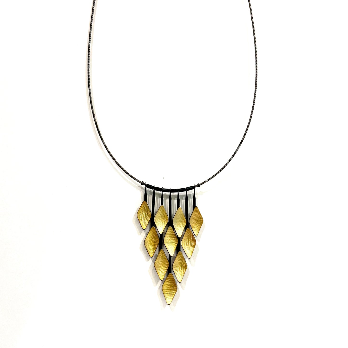 Oxidized Sterling Silver & 18kt Gold Leaf Accents Pendant Necklace, OM24-168,Owen Mclnerney