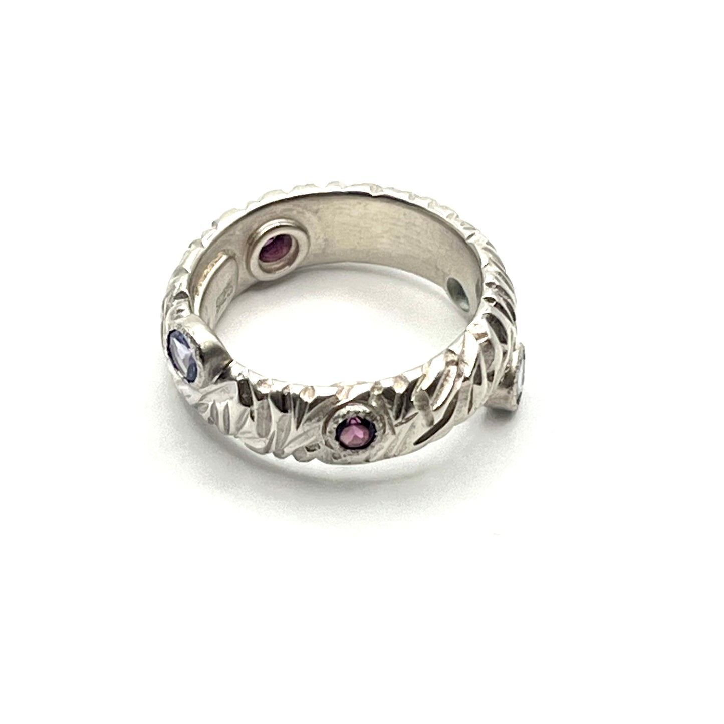 Sterling Silver Tanzanite, Rhodolite, Garnet & Zircon Satellite Ring, Size 7, LM81, Lisa Mueller
