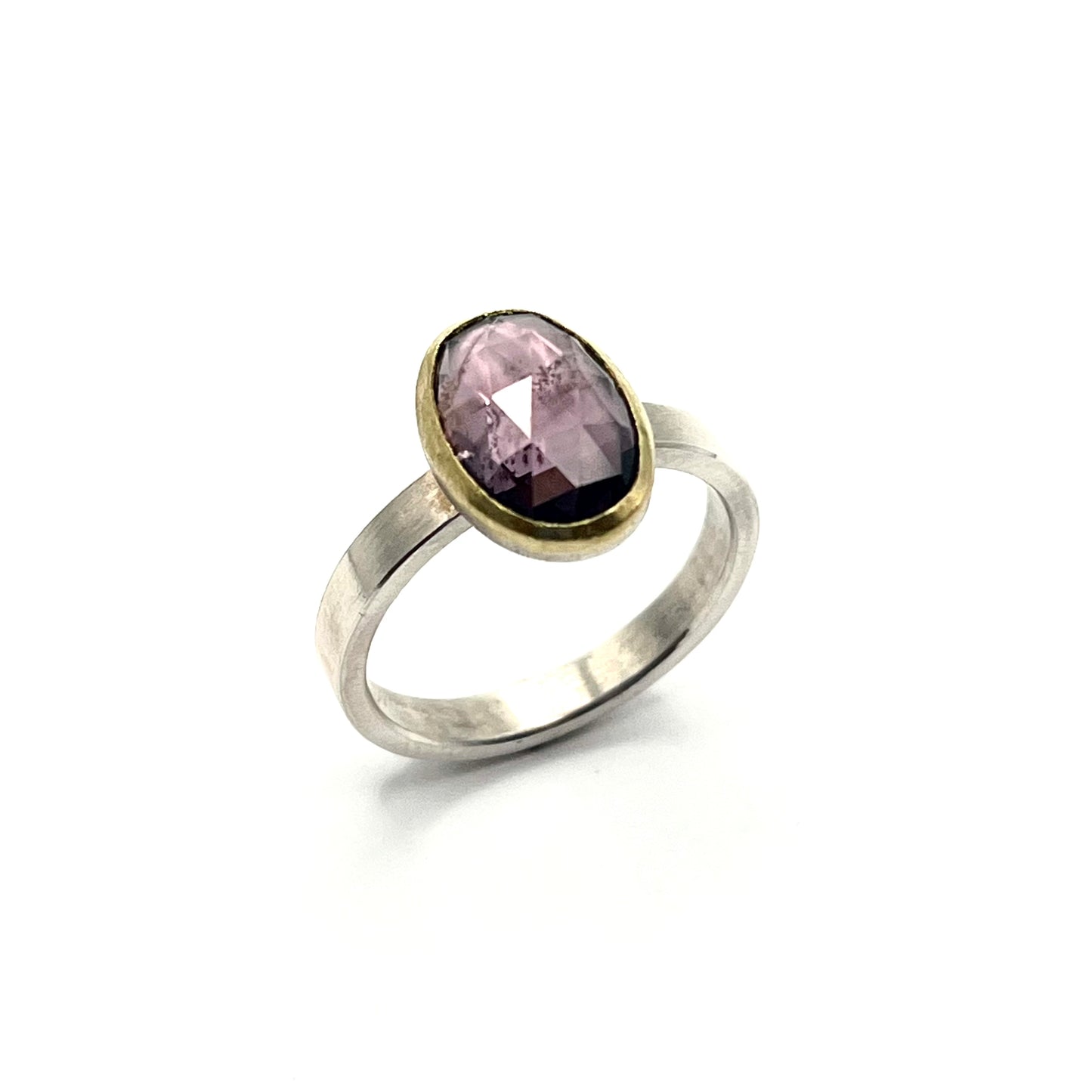 22k Gold & Sterling Silver Purple Spinel Oval Rose Cut Ring, SW26246, Sam Woehrmann