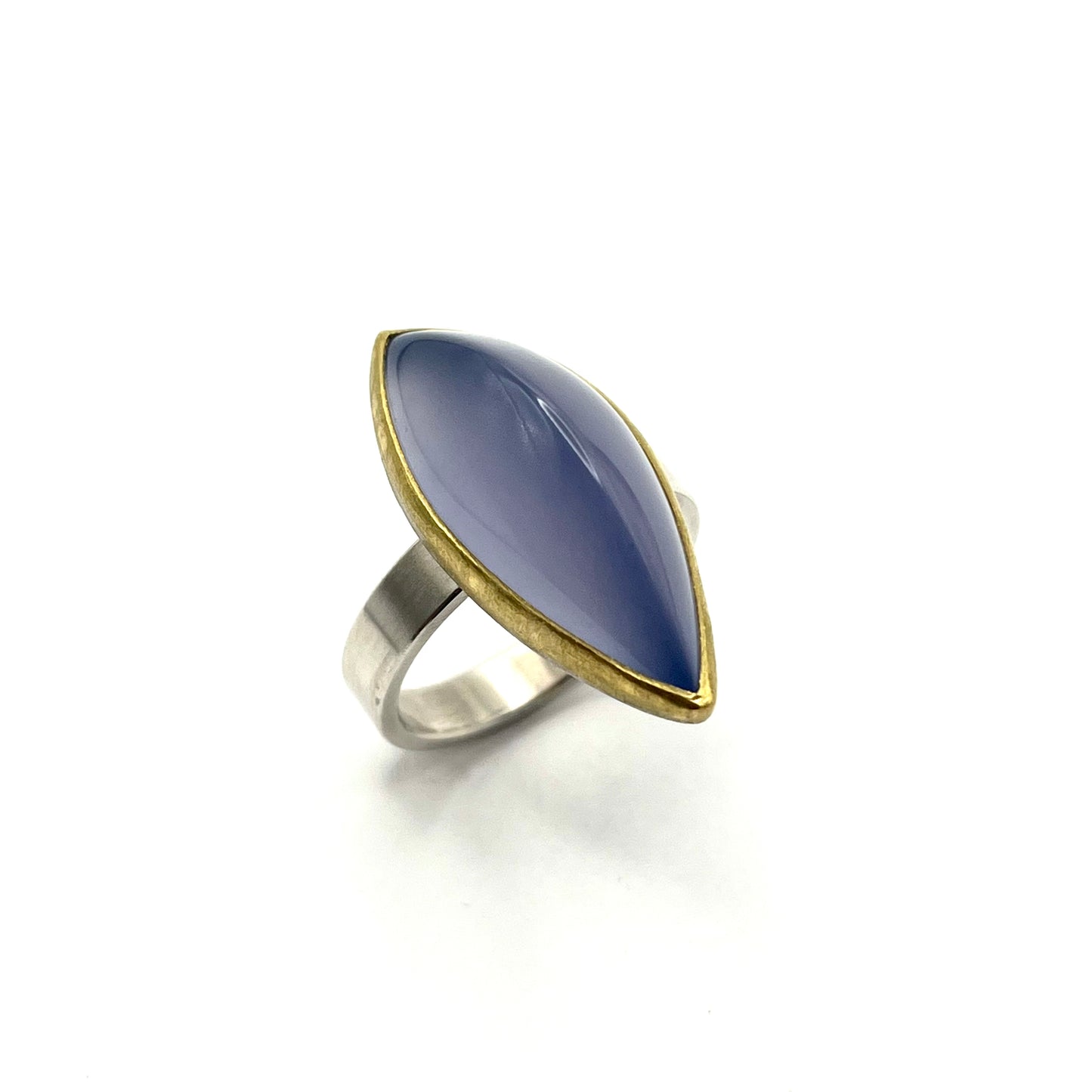 22k Gold & Sterling Silver Blue Chalcedony Ring, SW26231, Sam Woehrmann