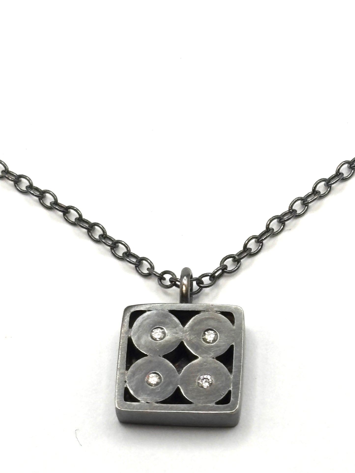 Sterling Silver 4 Lab Diamond Necklace EB261