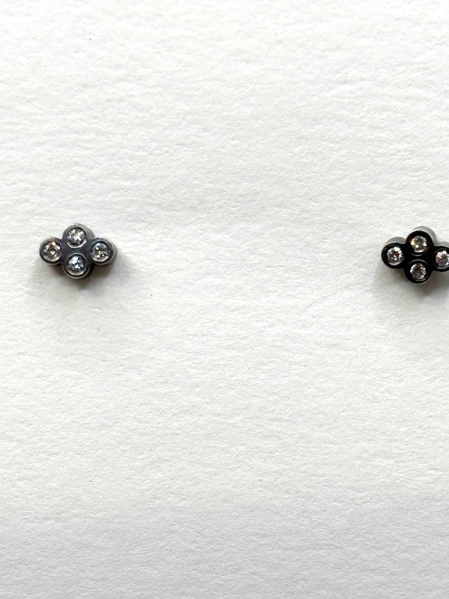 Sterling. sliver Square Earrings with Lab Diamonds. EB265