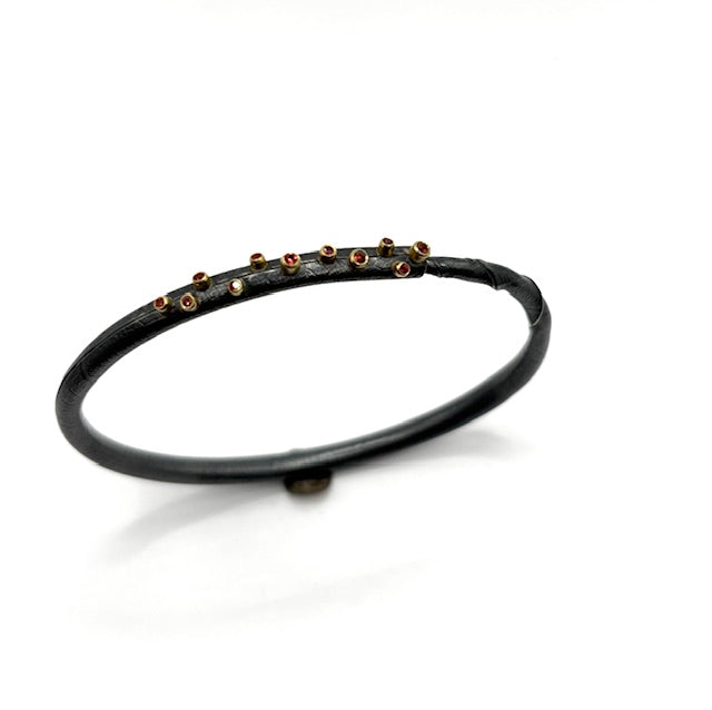Oxidized Sterling Silver Twig 11 Scattered Sapphire Style Bracelet, CM26-B7001