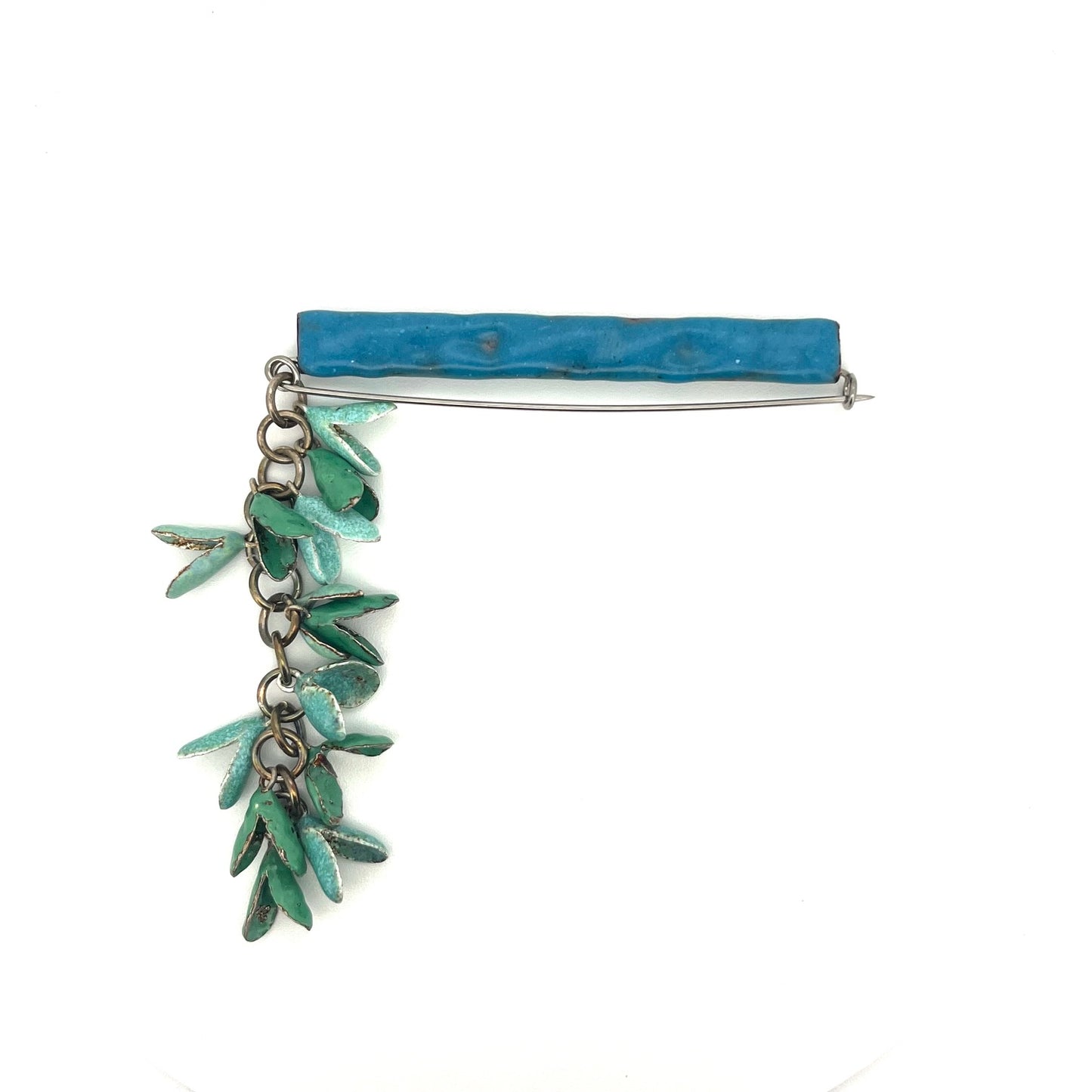 Pin - Copper with blue enamel and tangling elements, KYK0401/26, Kyung Hee Kim