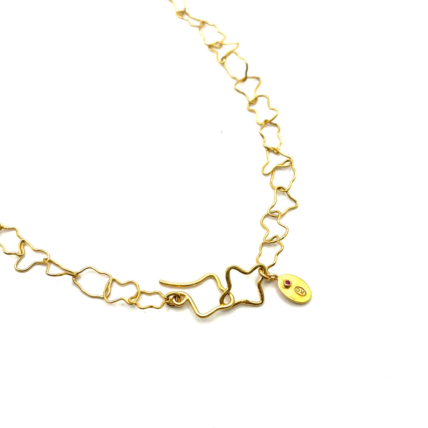 18KY Gold Crazy Chain Multi-Color Sapphire Briolette Necklace
