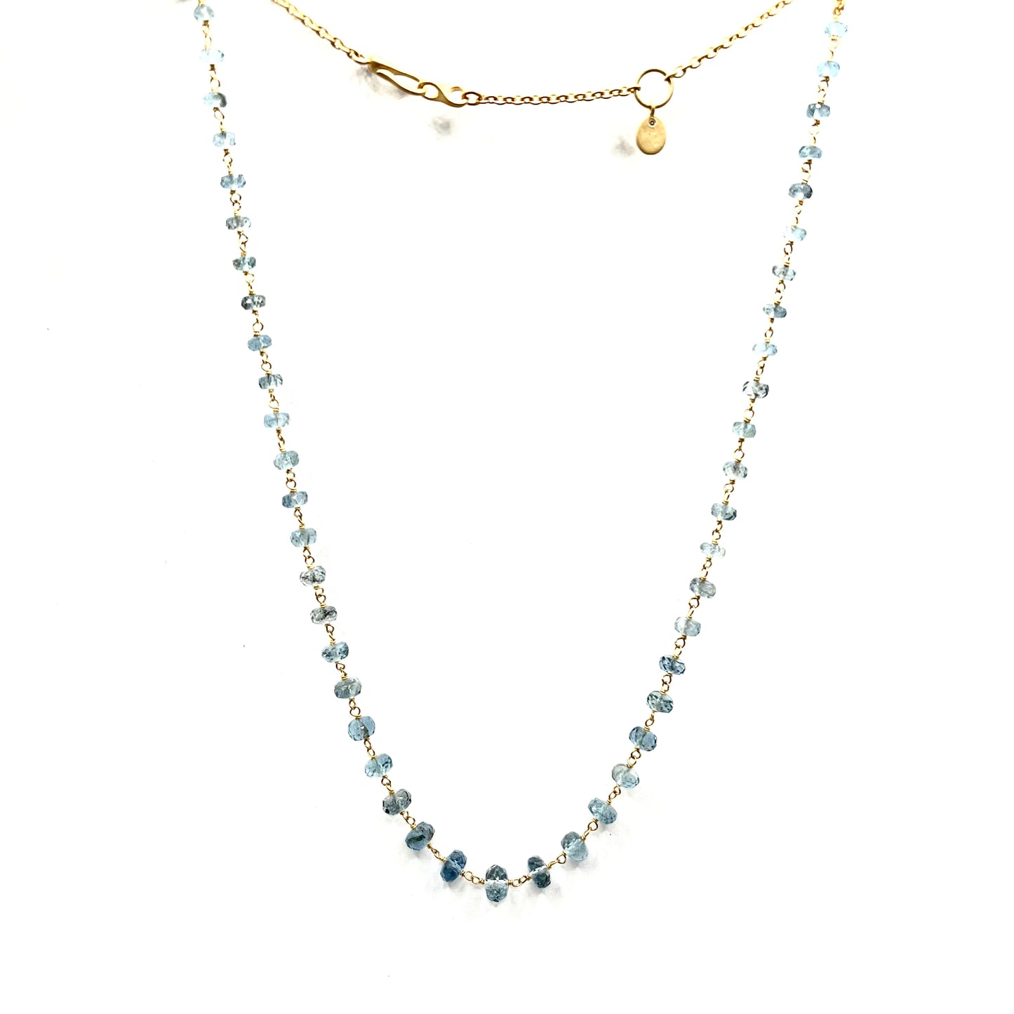 18KY Gold Faceted Aquamarine Chain Necklace