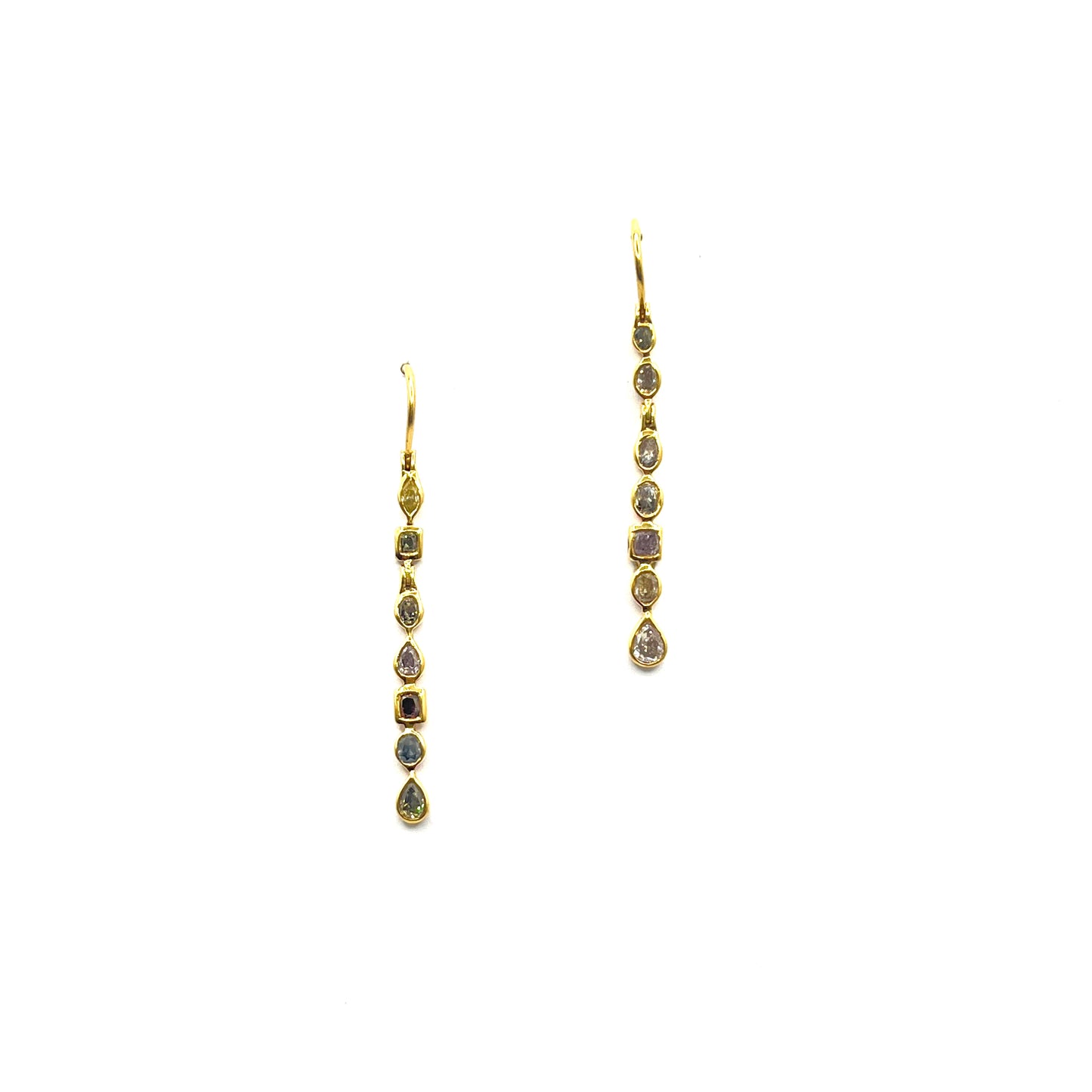 18k Yellow Gold with Multicolor Diamonds Earrings