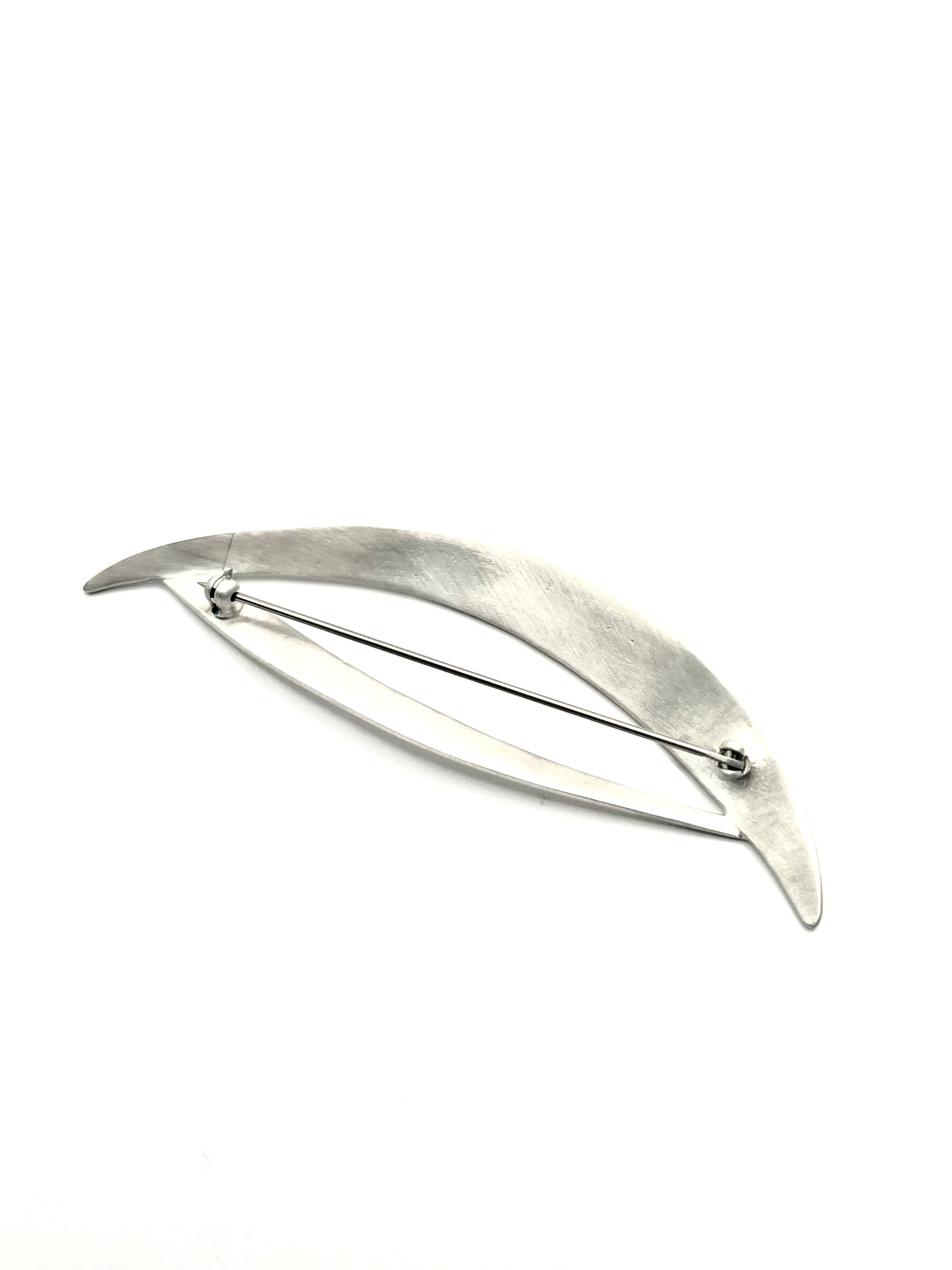 Marquise-Shaped Sterling Silver Brooch with Nickel Pin