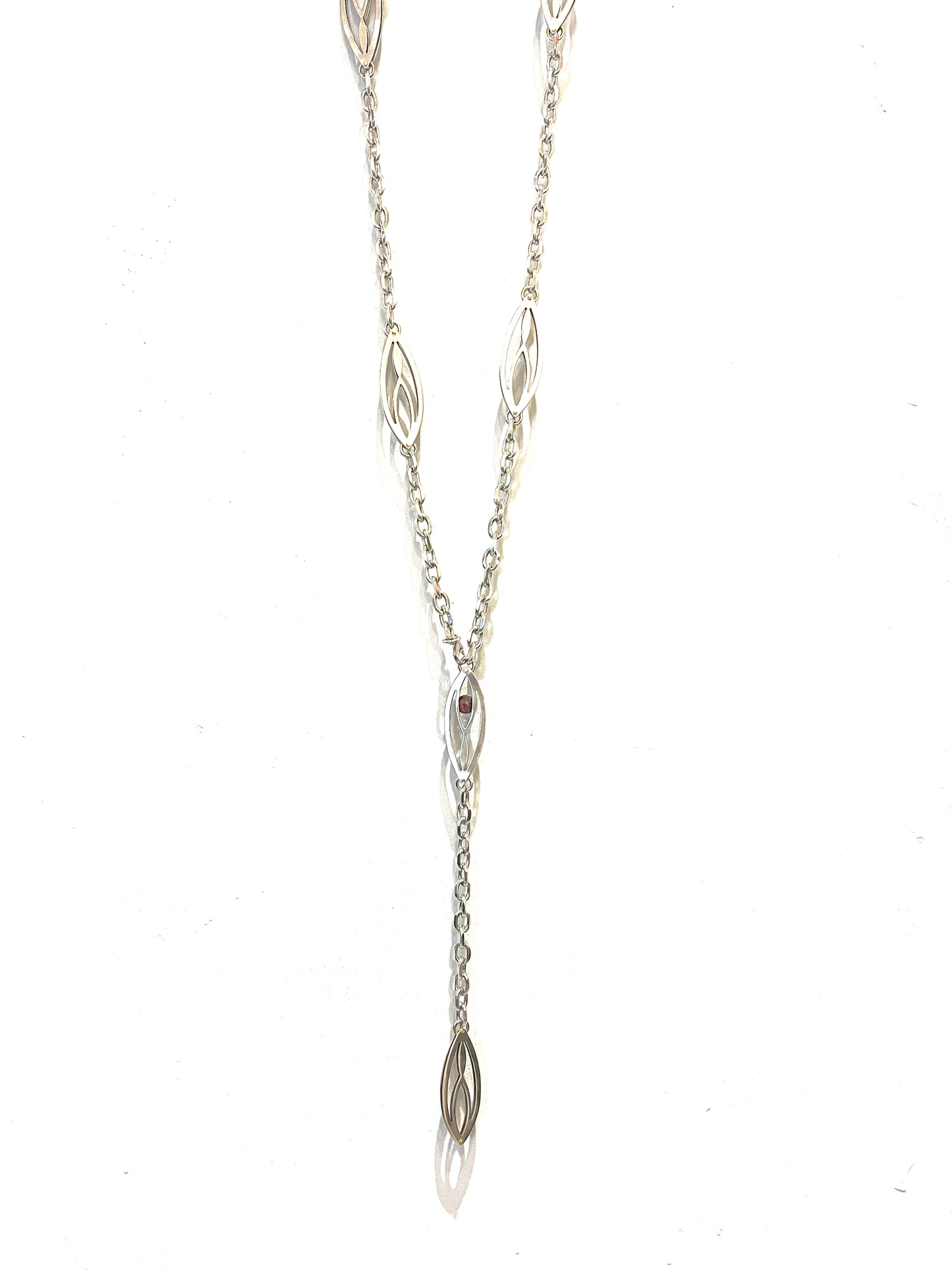 Stainless Steel Amulet & Chain Necklace/Belt with Almandine Garnet Accents