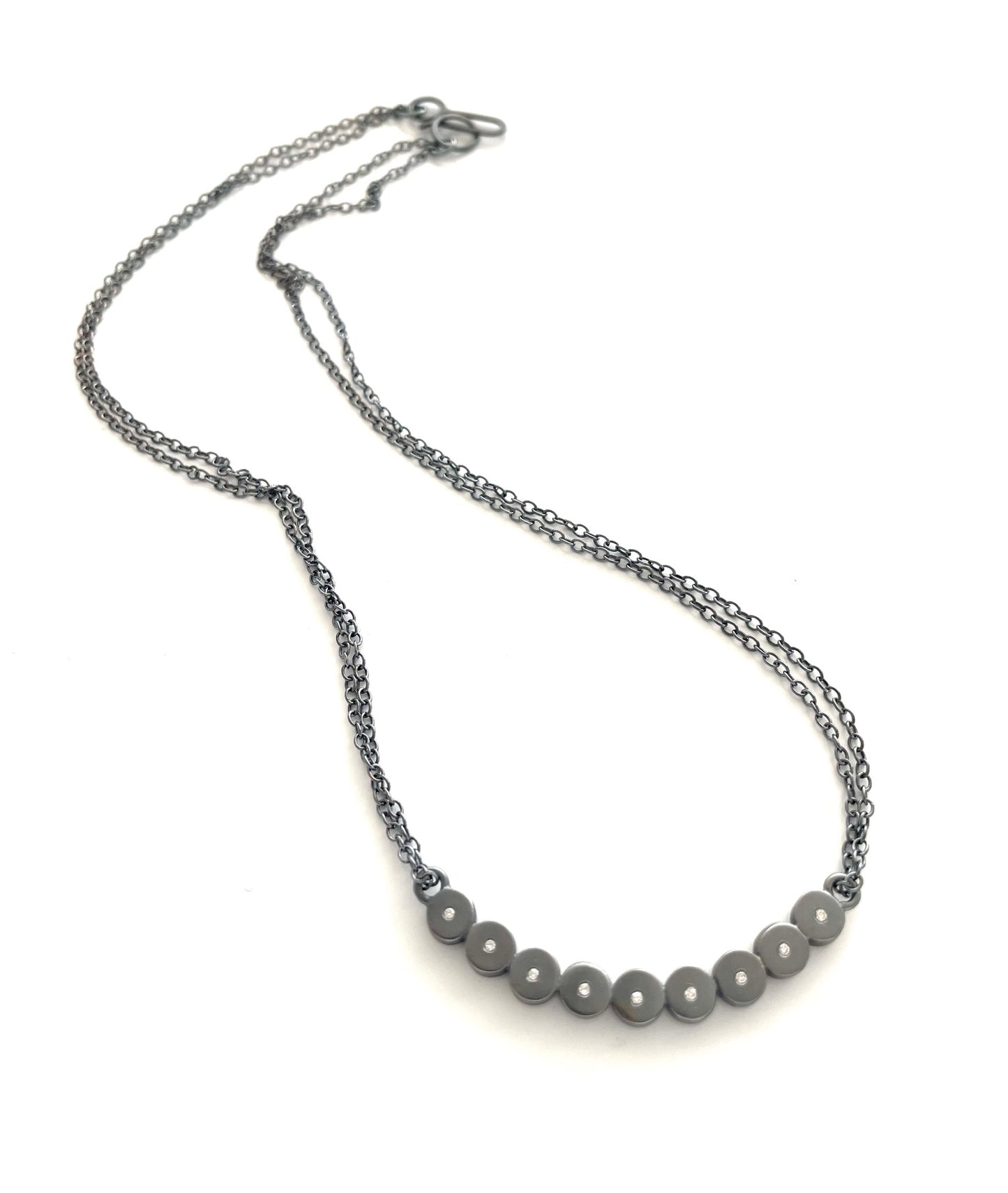 Sterling Silver Arc Necklace with 1.2mm Diamonds, EB2506, Elisa Bongfeldt