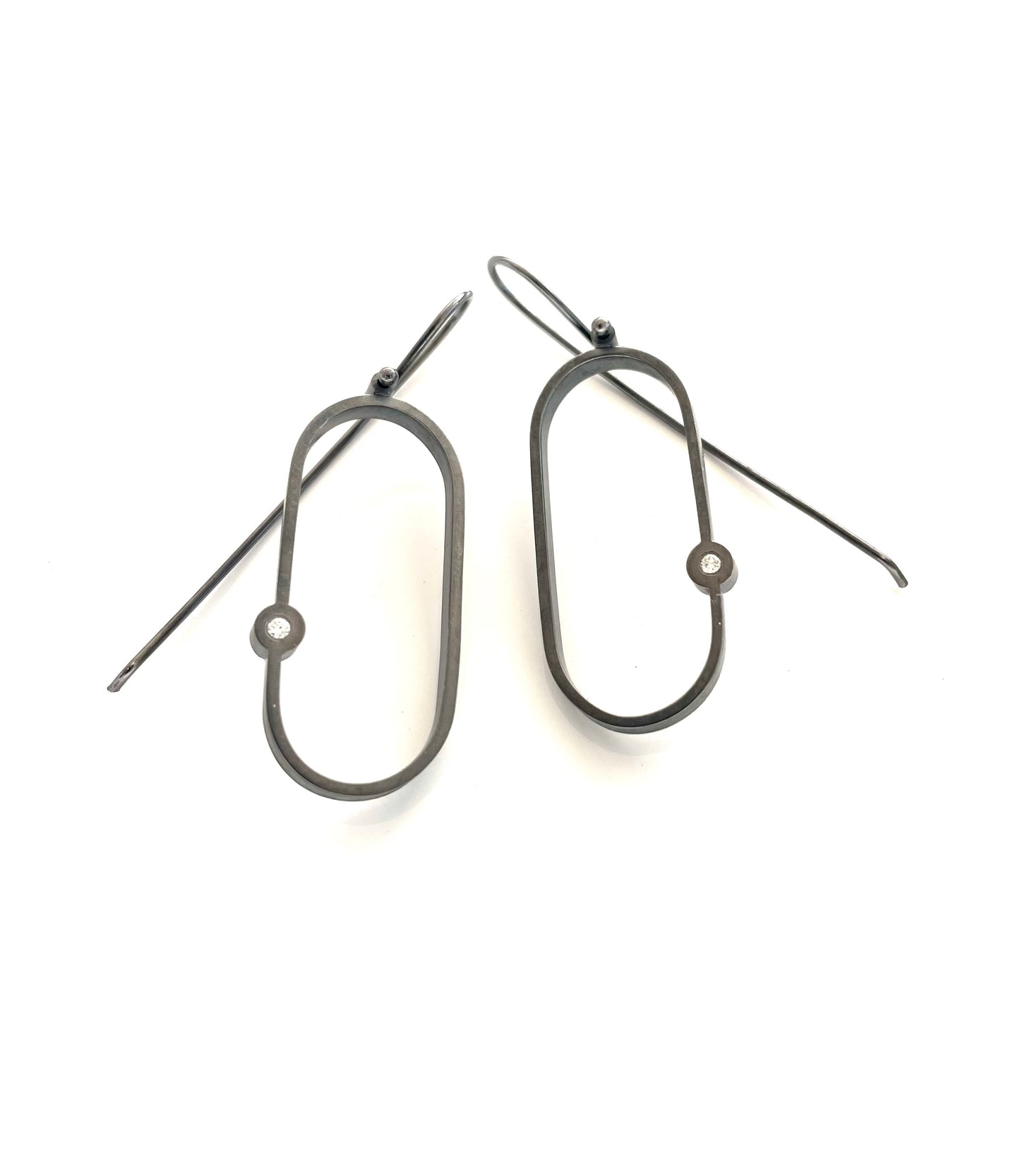 Open oval earrings with 1.5mm diamonds,EB2509, Elisa Bongfeldt