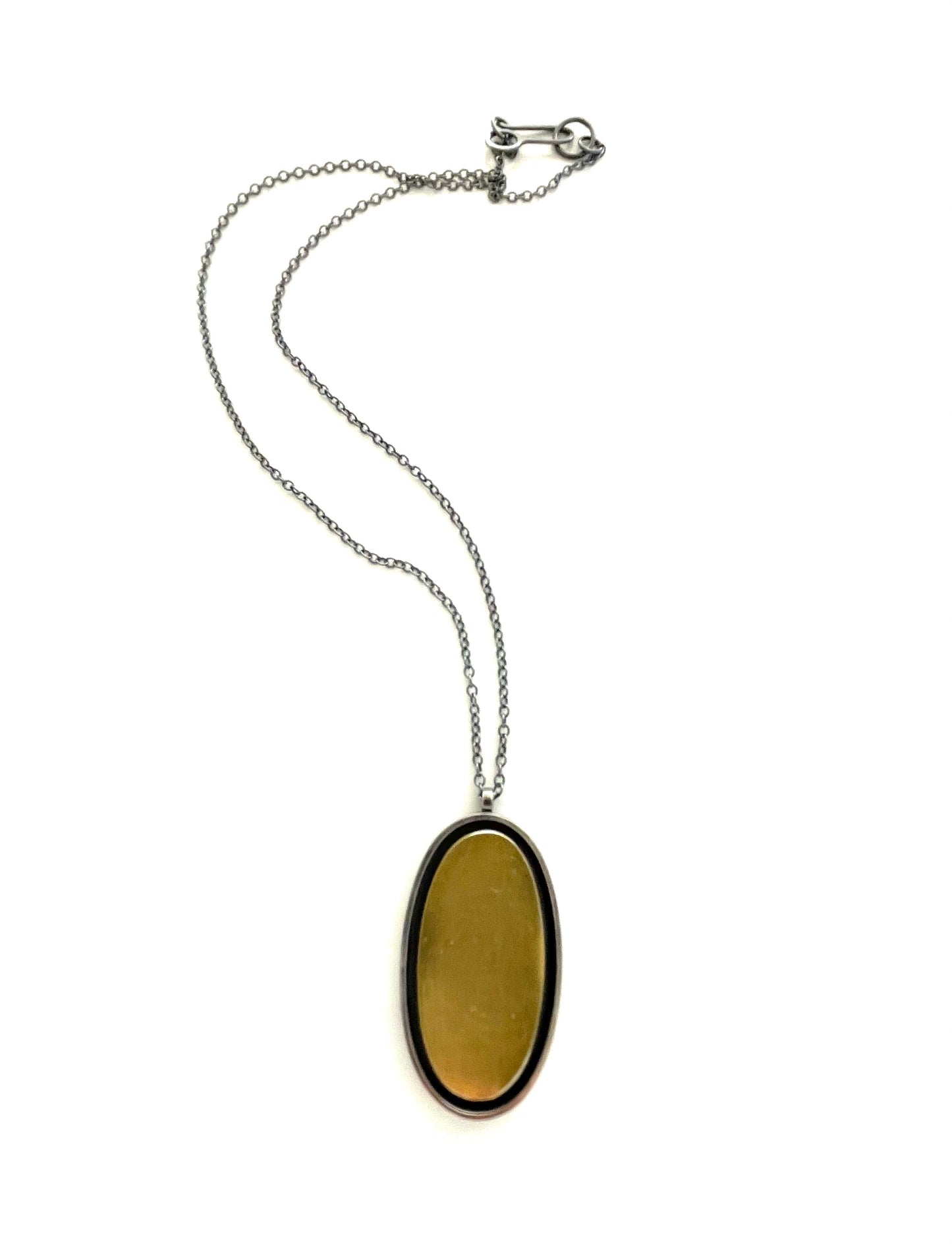 Sterling Silver Floating Oval Necklace with 22kt Bi-Metal, EB 2501, Elisa Bongfeldt